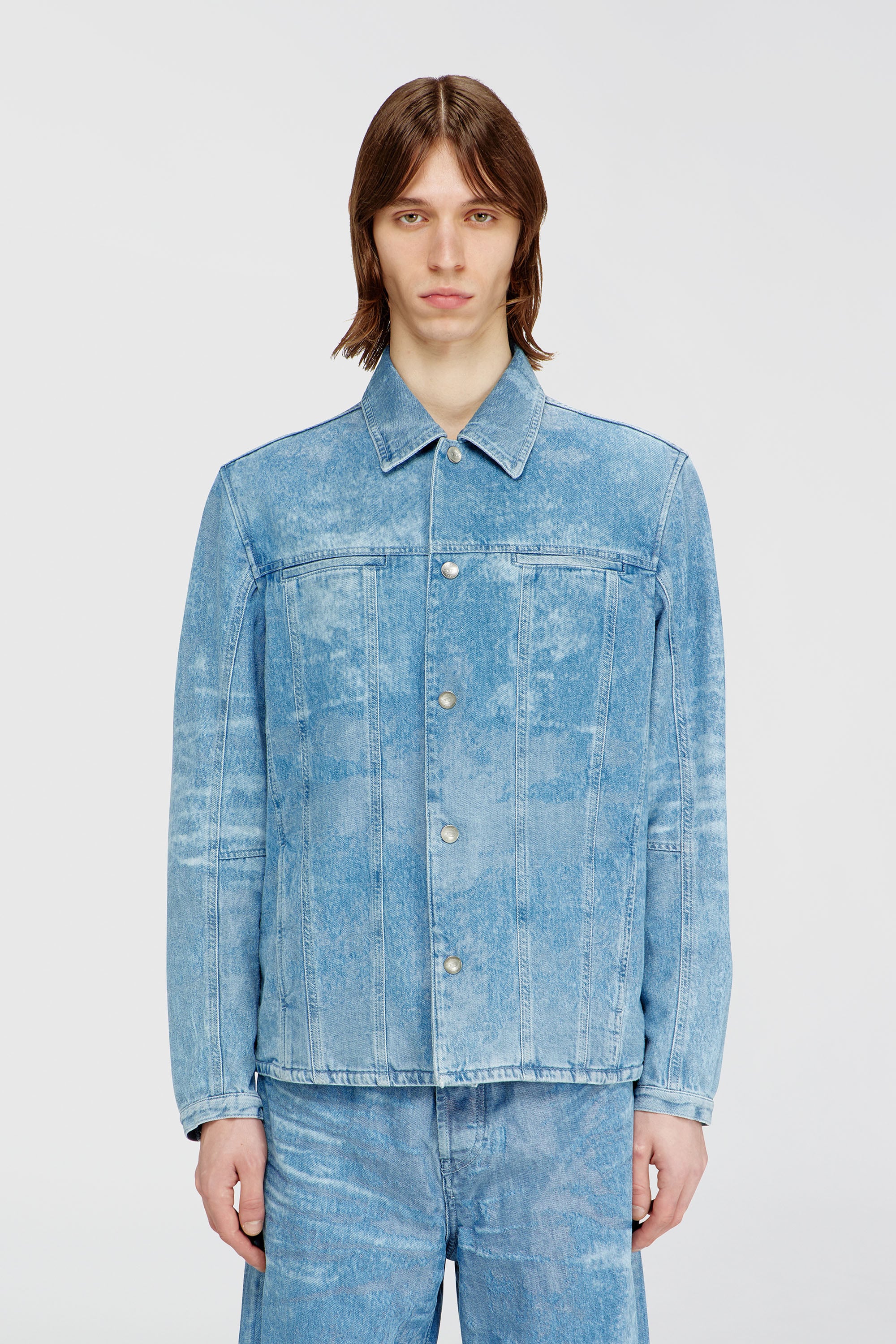 Diesel - D-SERON-FSI, Veste en denim satin&eacute; Homme in Bleu - 1