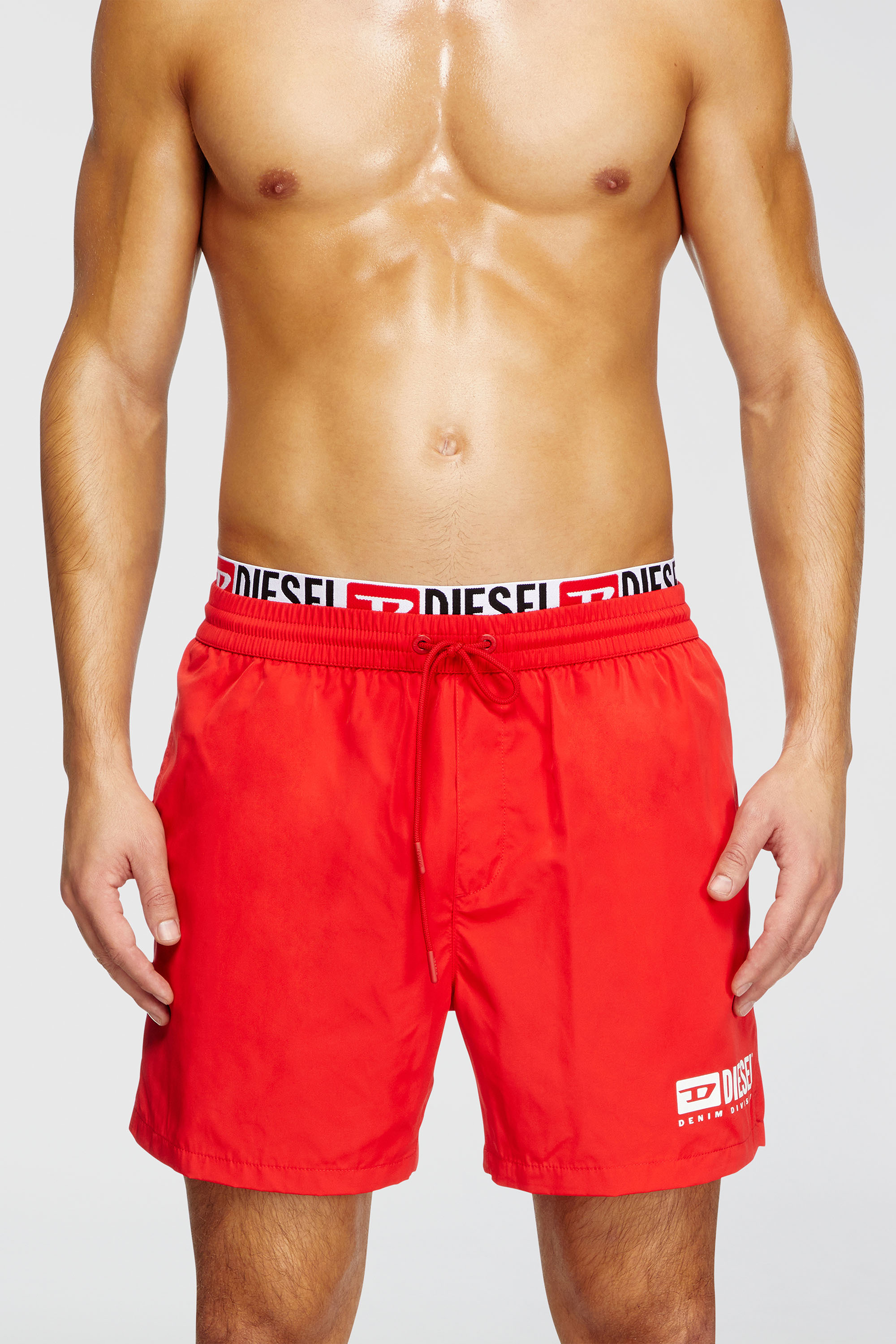 Diesel - VISPER-41-D-CORE, Short de bain court avec imprim&eacute; logo Homme in Rouge - 1
