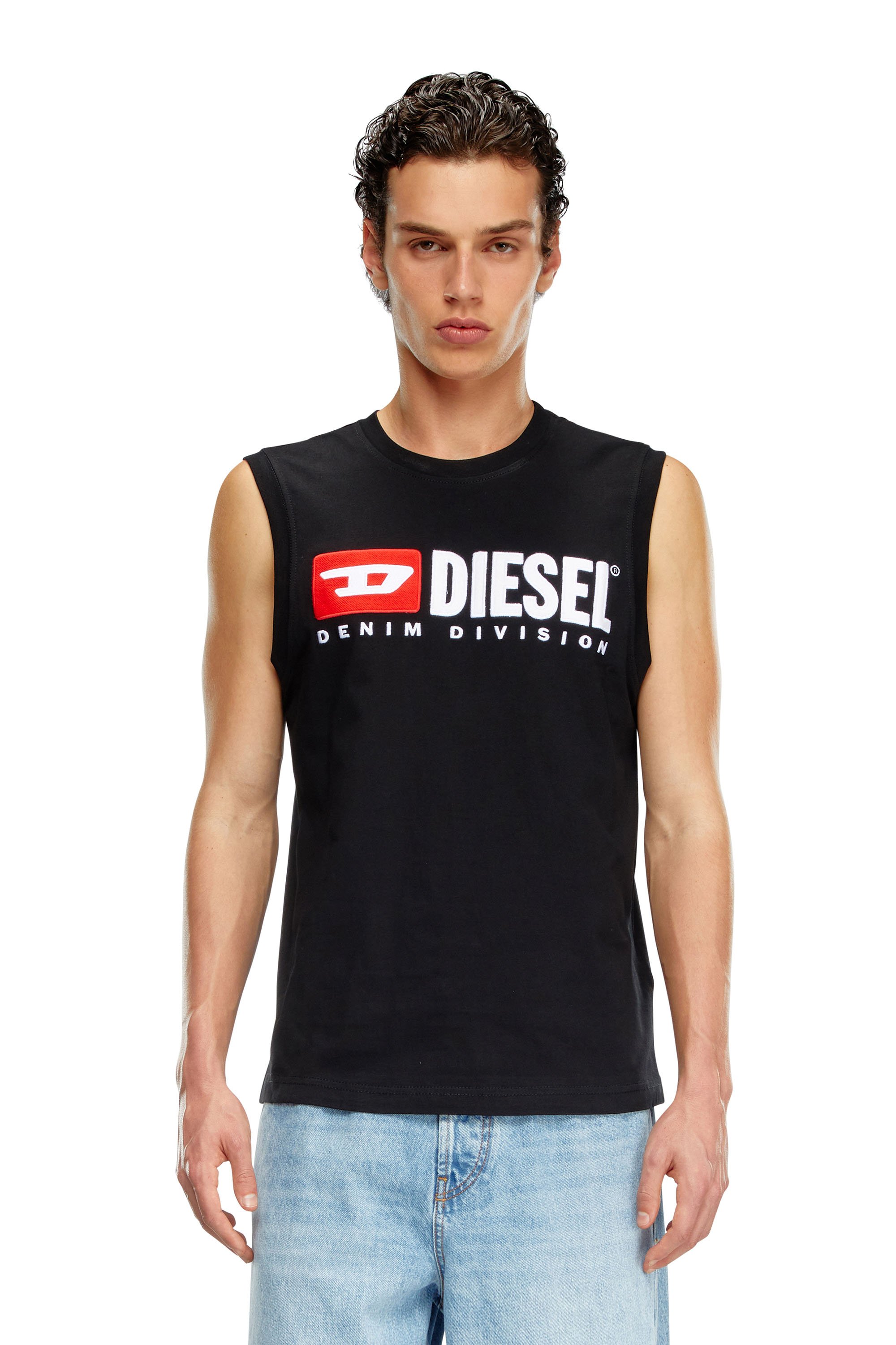 Diesel - T-ISCO-DIV, Man Tank top with chest logo print in Black - Image 5