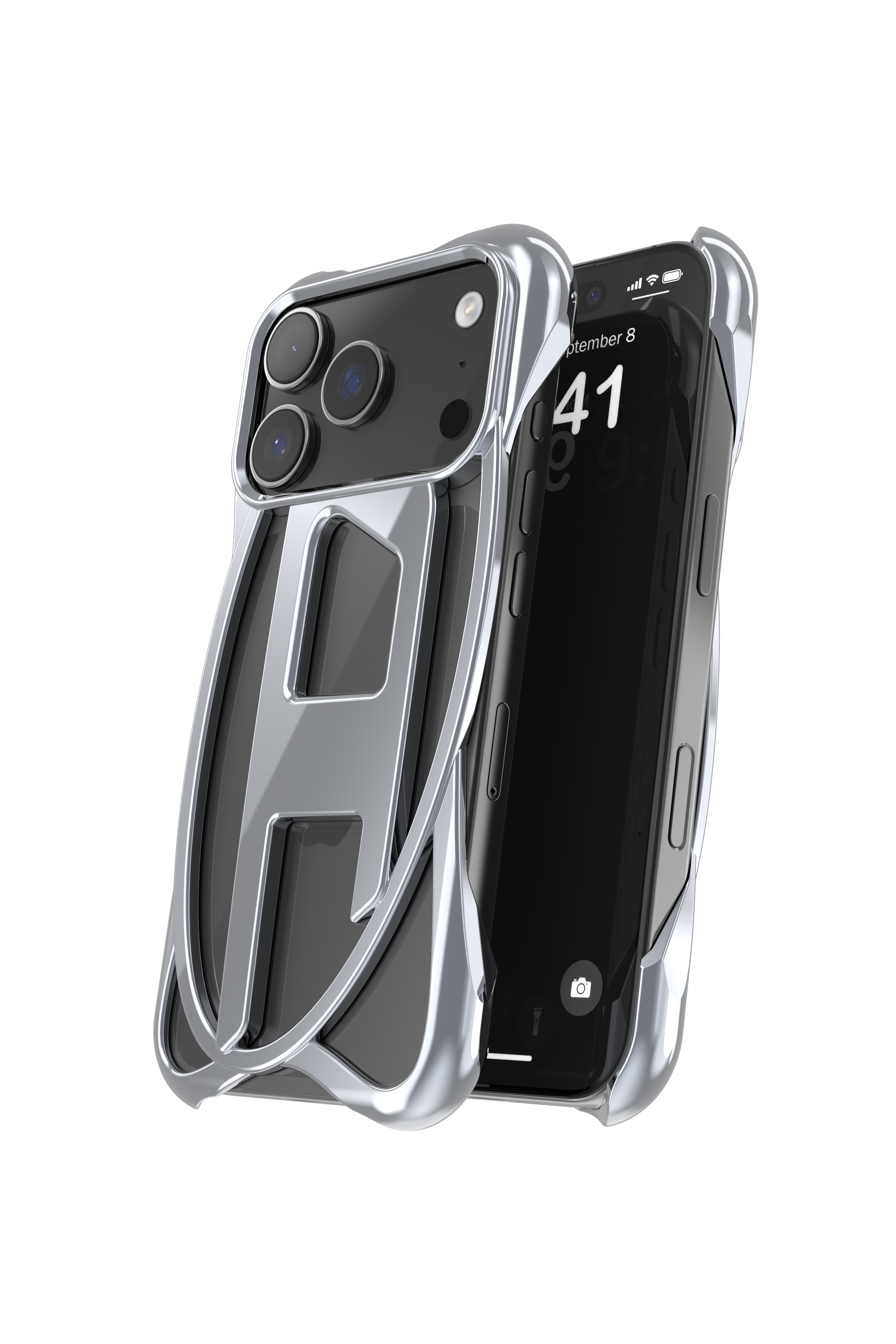 Diesel - 60445  D FRAME CASE, Étui brillant Caged D pour iPhone 17 Pro Mixte in Gris - 3