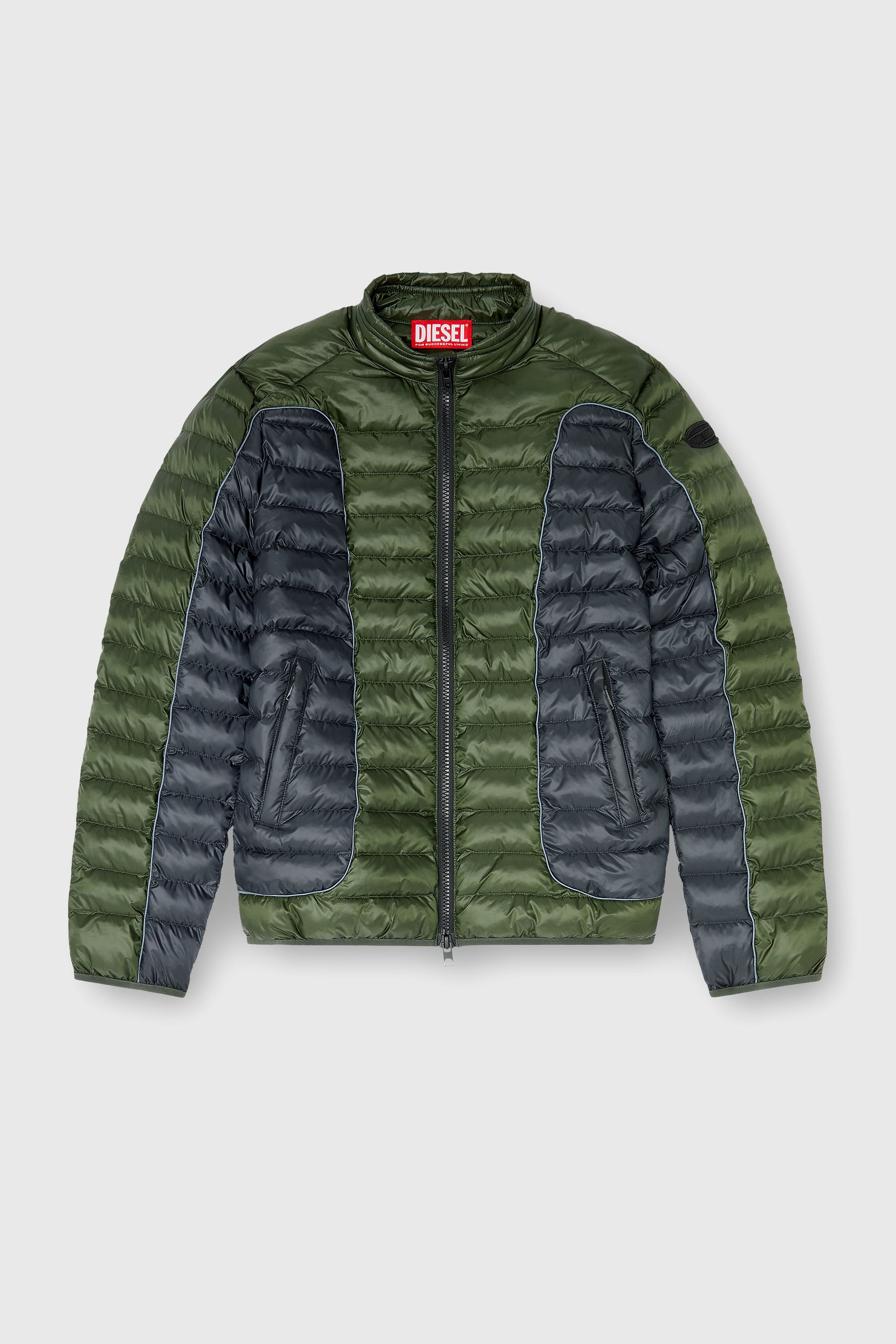 Diesel - W-PILOT-BLOCK, Doudoune style biker &agrave; empi&egrave;cements color block Homme in Polychrome - 2