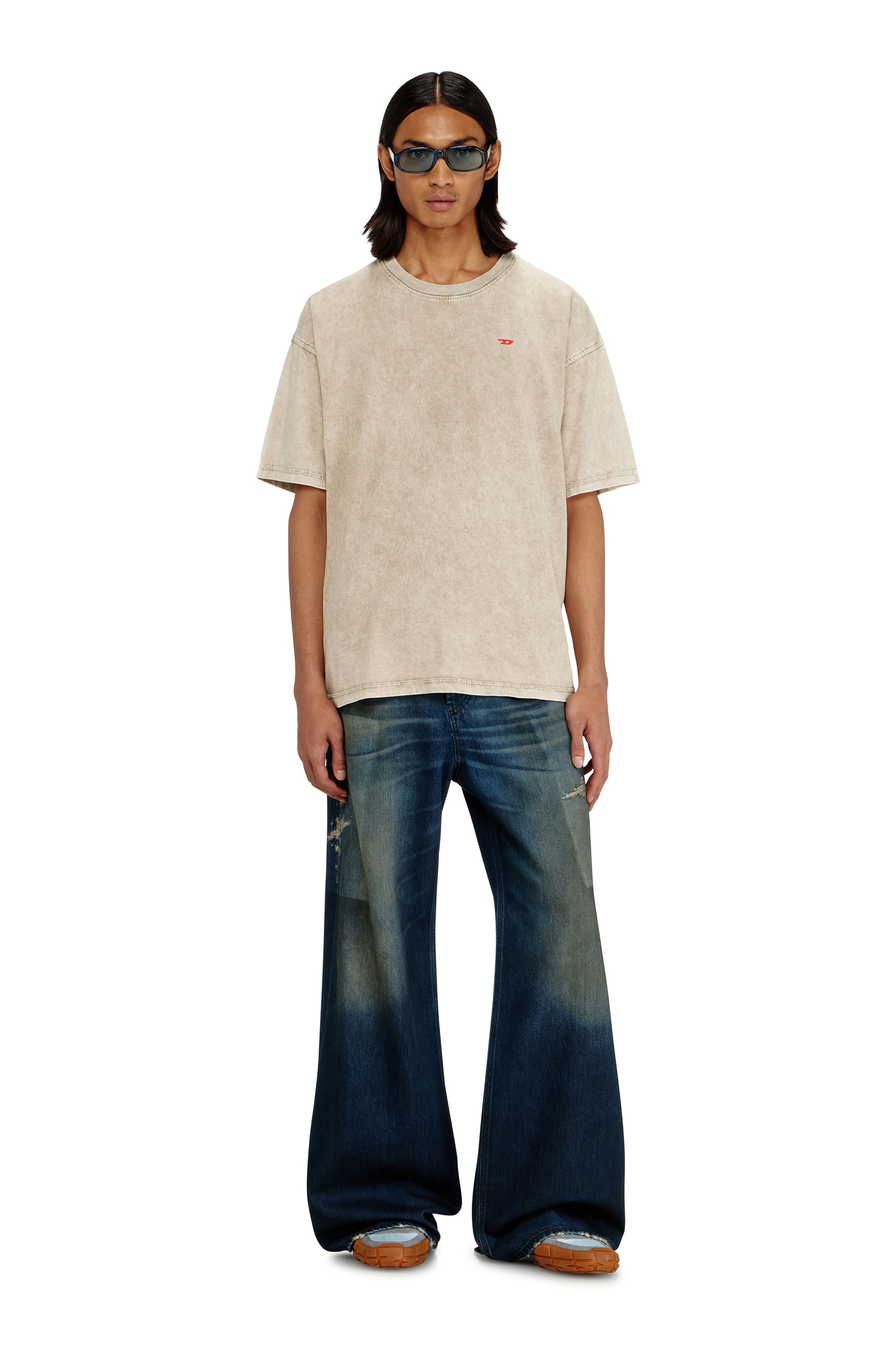 Diesel - T-BOXT-AA14, Man's Cotton T-shirt with treated effect in Beige - 2