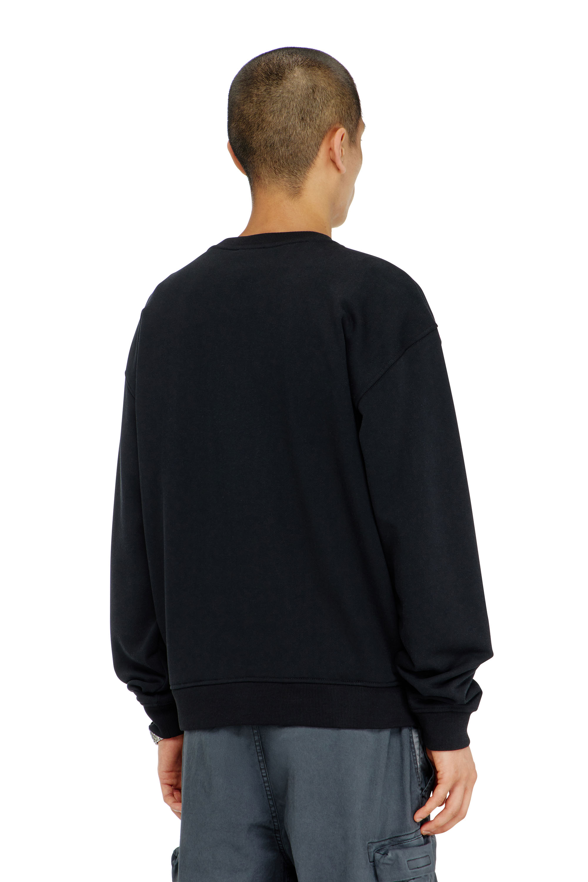 Diesel - S-NORM-AA5, Sweat-shirt en coton avec micro broderie logo Homme in Noir - 4