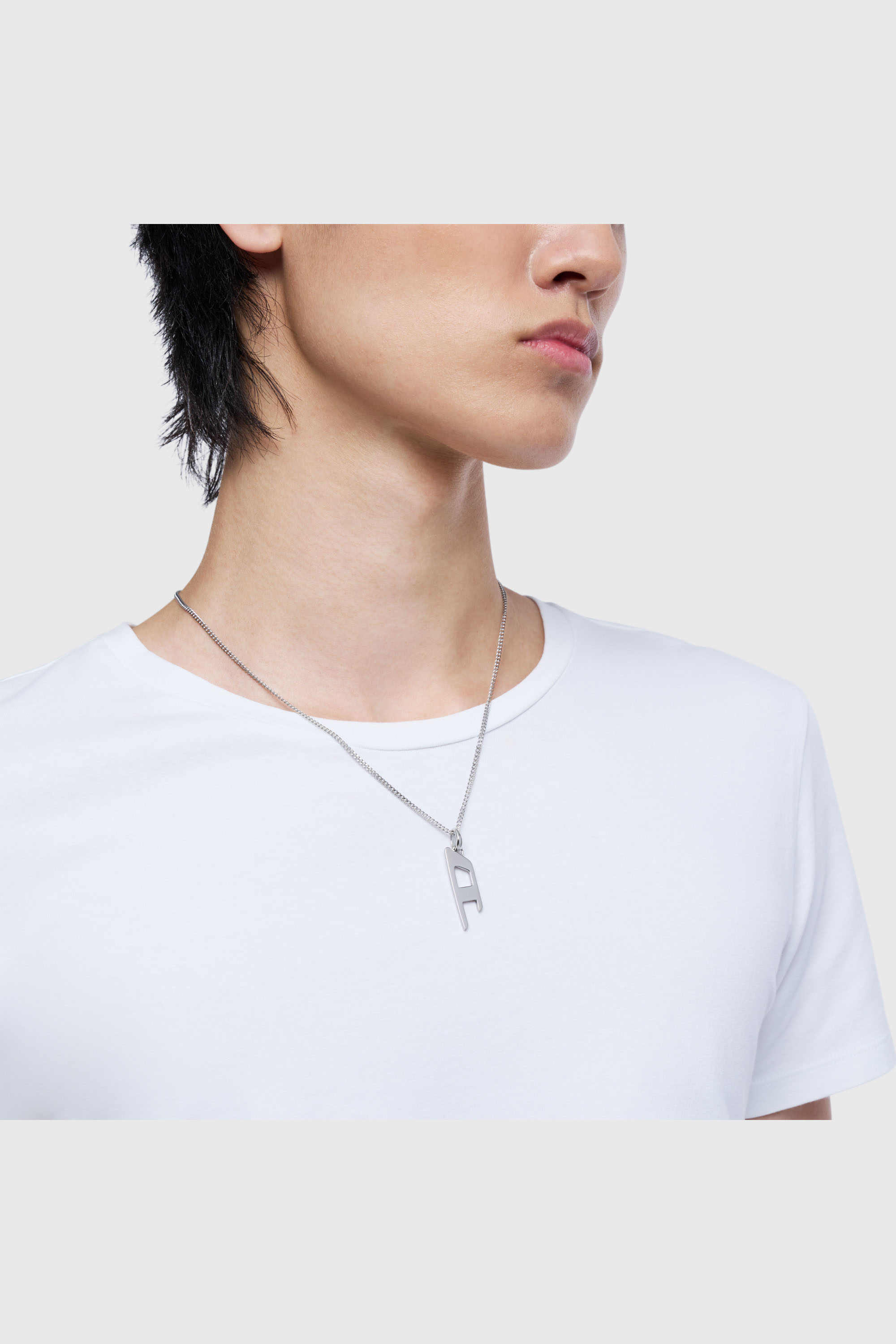Diesel - DX1625040 JEWELLERY, Collier avec pendentif logo D en acier inoxydable Mixte in Gris argent&eacute; - 4