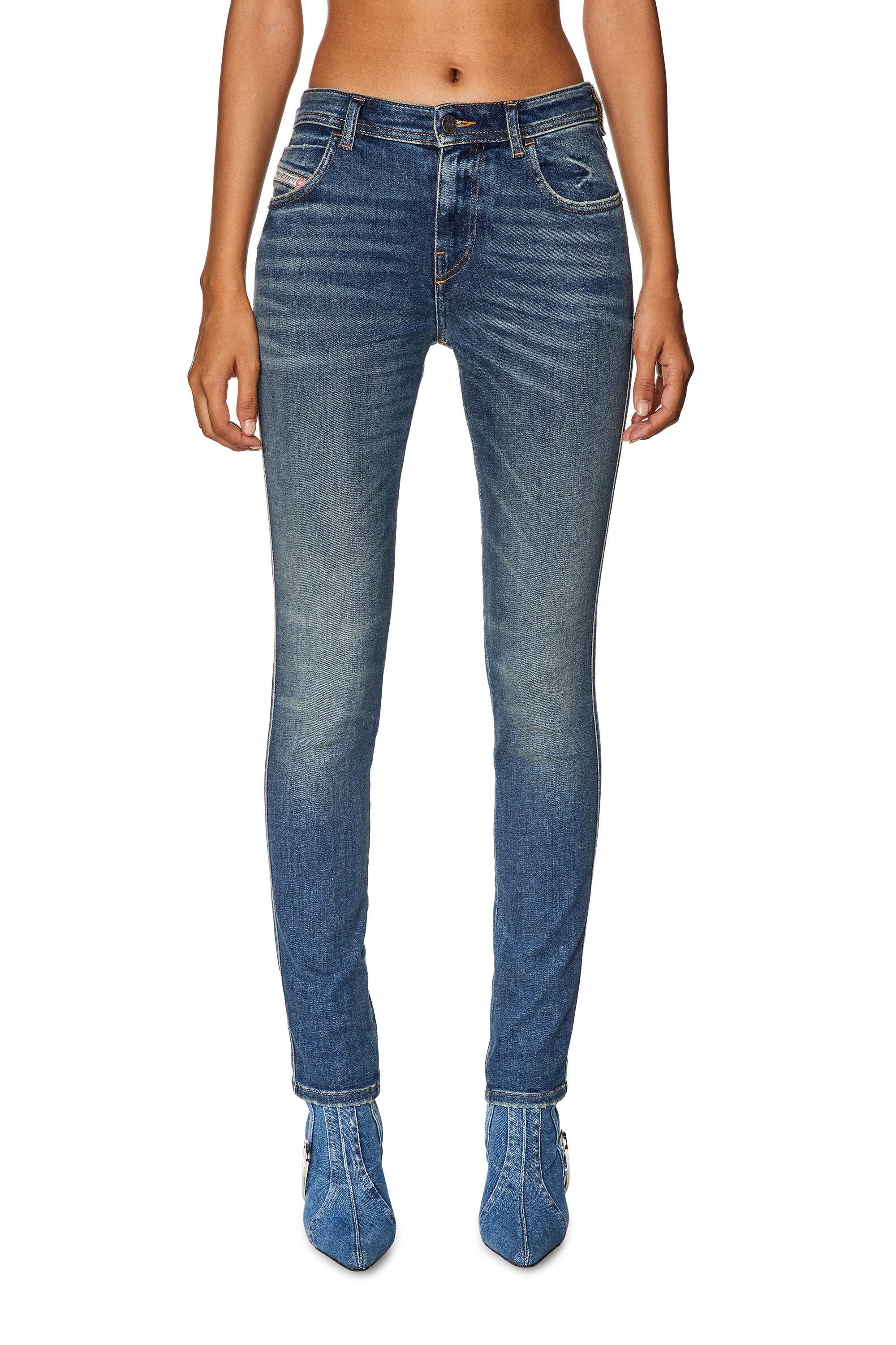 Diesel - Skinny Jeans 2015 Babhila 09G71, Bleu Foncé - Image 2