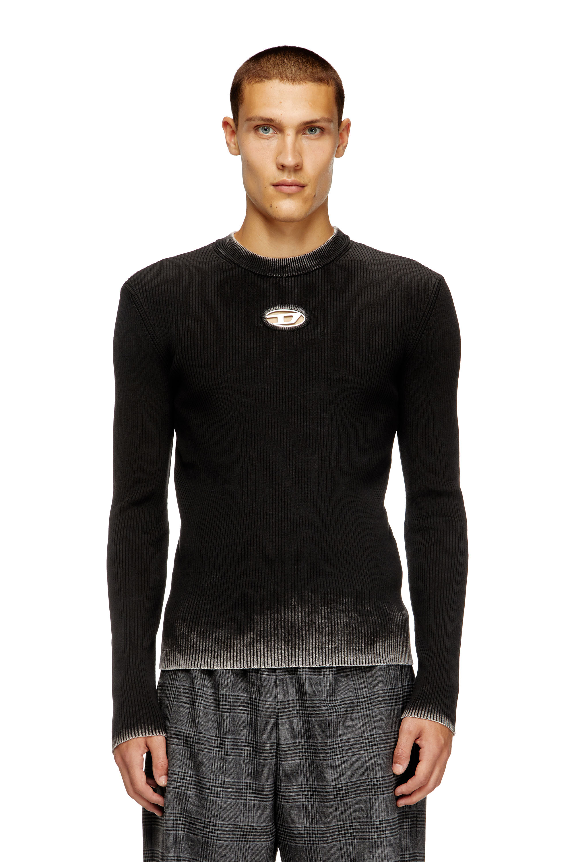 Diesel - K-DARIN-A, Pull cut-out avec Oval D Homme in Noir - 1