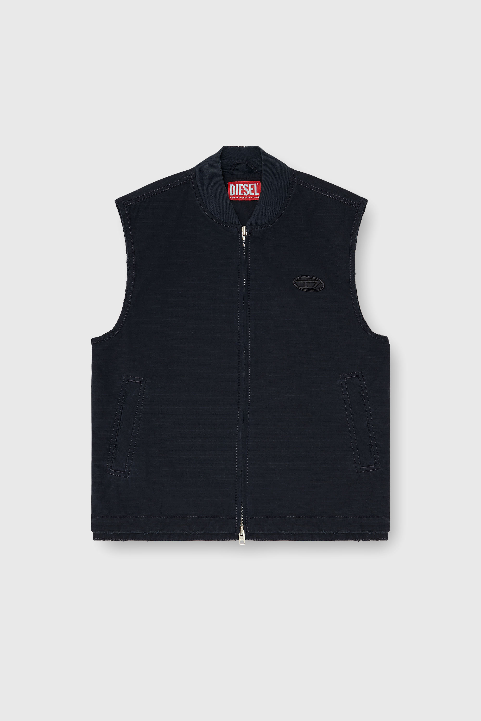 Diesel - J-TYPE-CO-SL, Gilet en coton ripstop avec patch Oval D Homme in Noir - 2