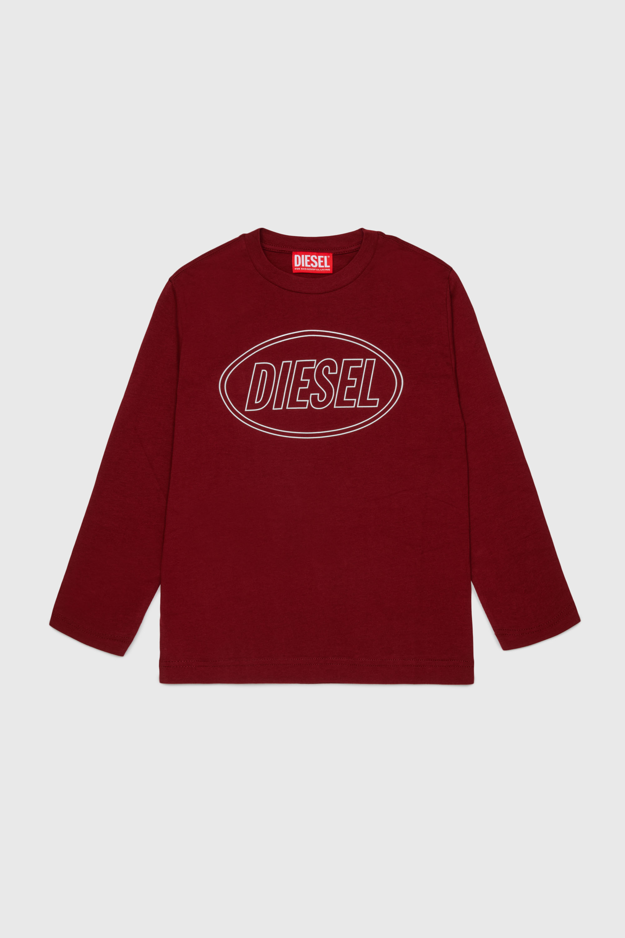 Diesel - TCIRCLELS OVER, T-shirt &agrave; manches longues avec logo Oval D Homme in Rouge - 1