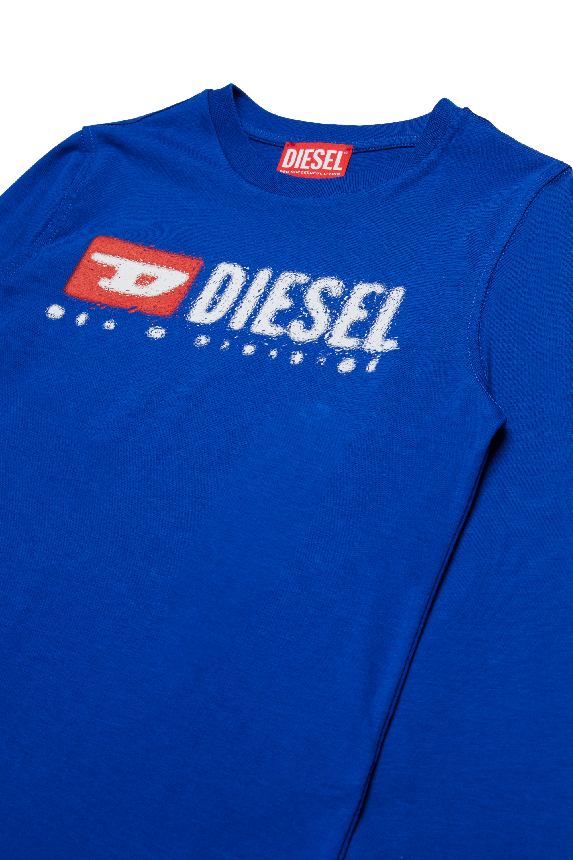 Diesel - TDROPS, T-shirt ras du cou en coton avec logo imprimé Homme in Bleu - 3