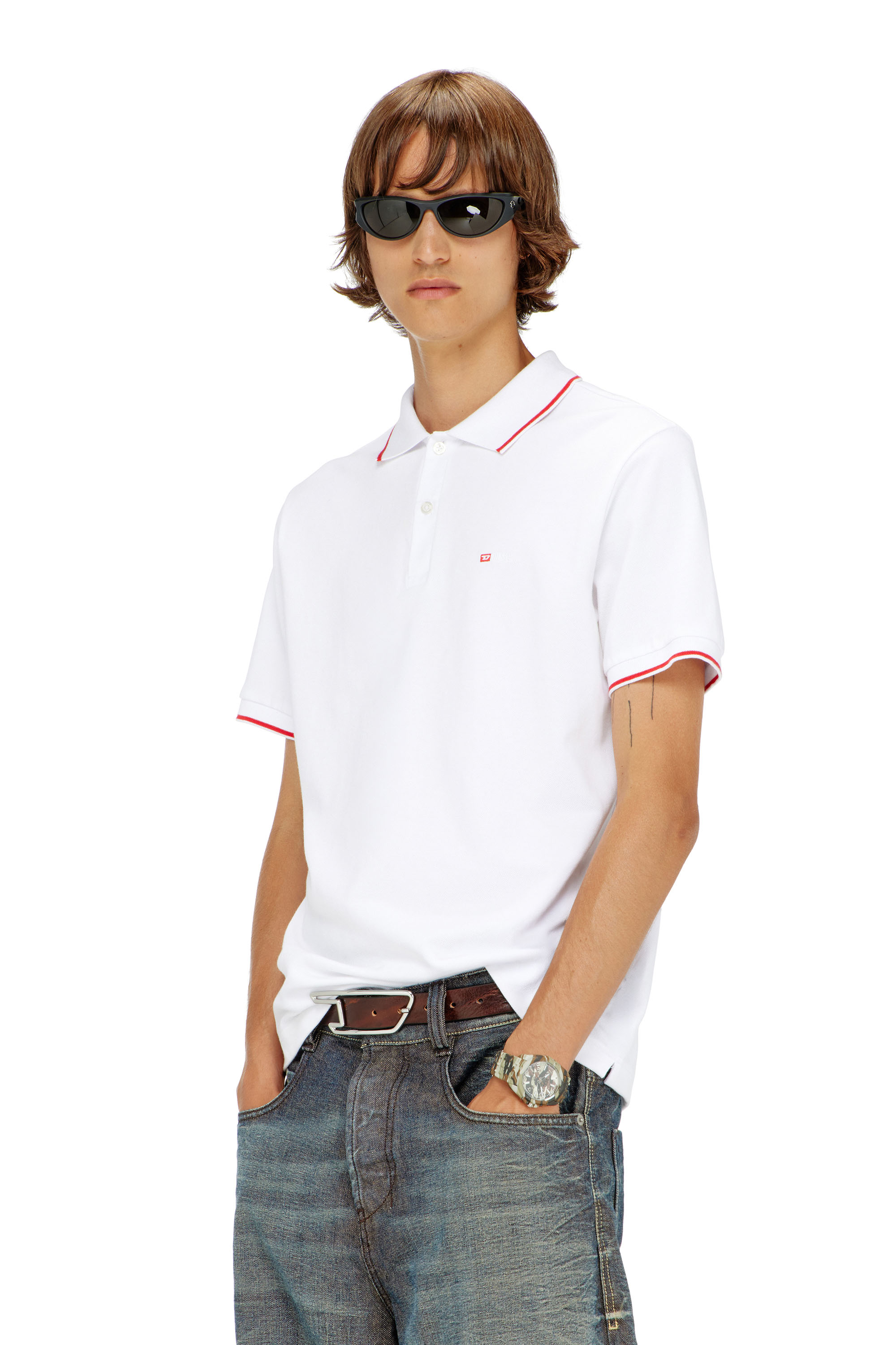 Diesel - T-FERRY-MICRODIV, Polo avec micro broderie Diesel Homme in Blanc - 1