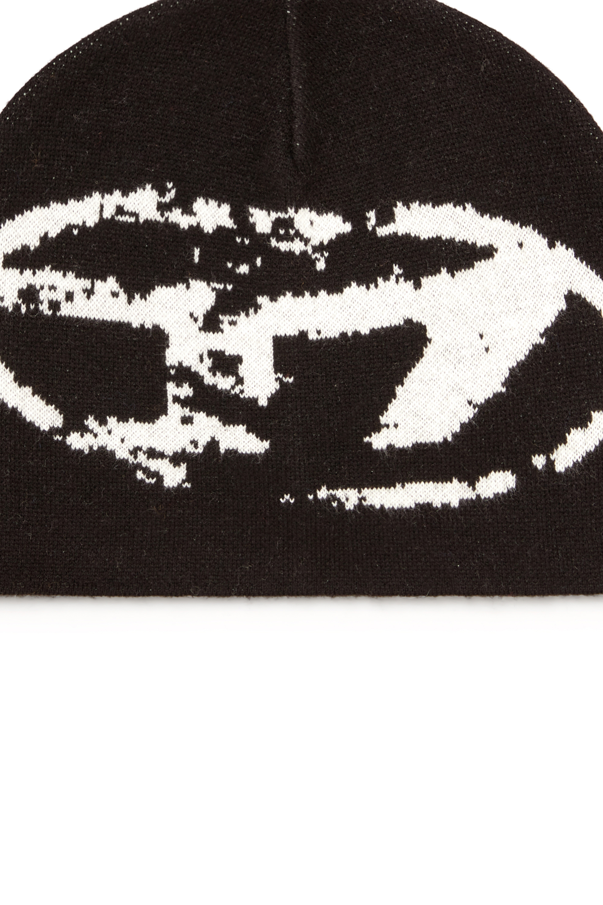 Diesel - K-APITAN, Bonnet en laine m&eacute;lang&eacute;e avec logo Oval D Mixte in Noir - 3