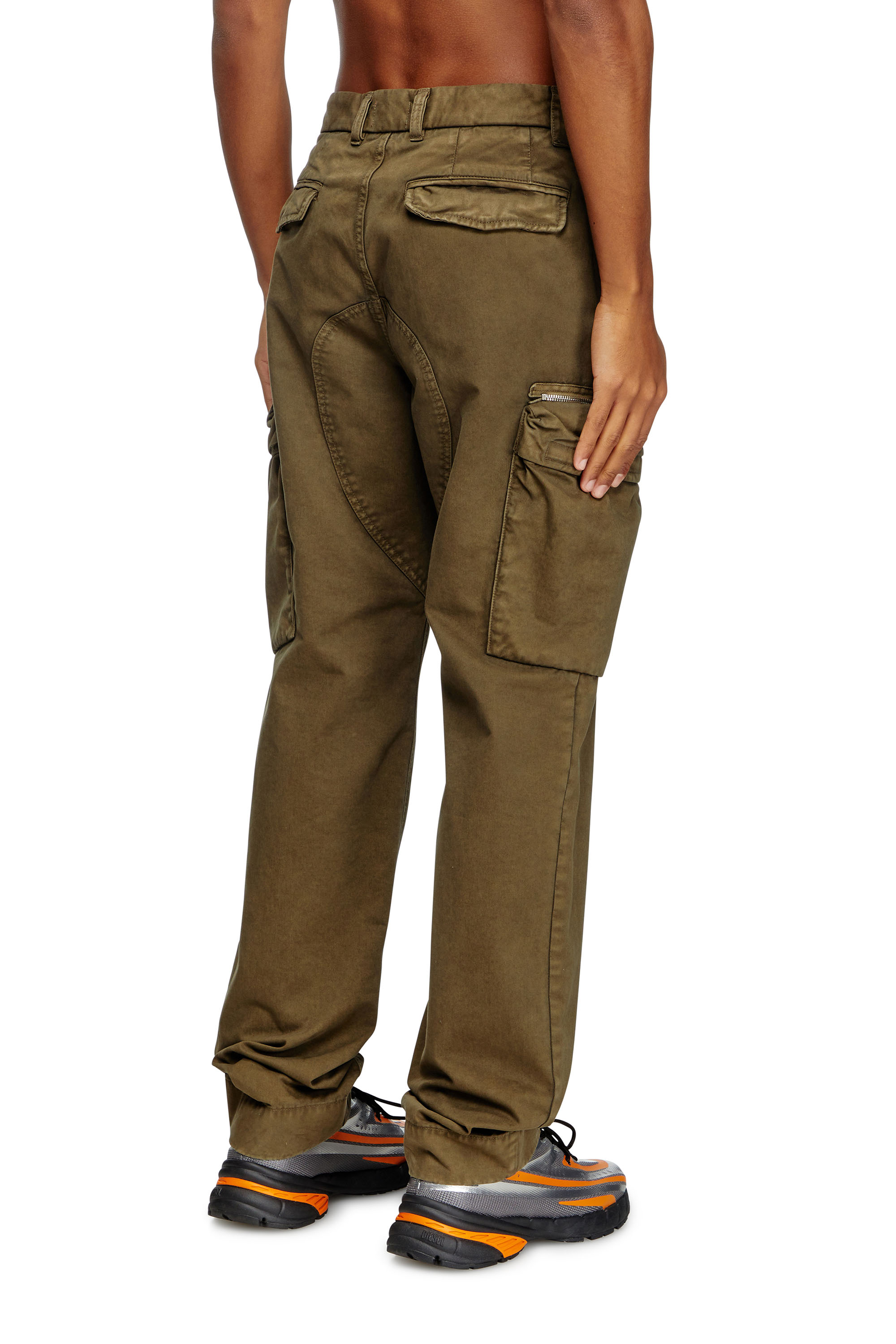 Diesel - P-YE, Pantalon en sergé de peau de pêche délavée Homme in Vert - 4