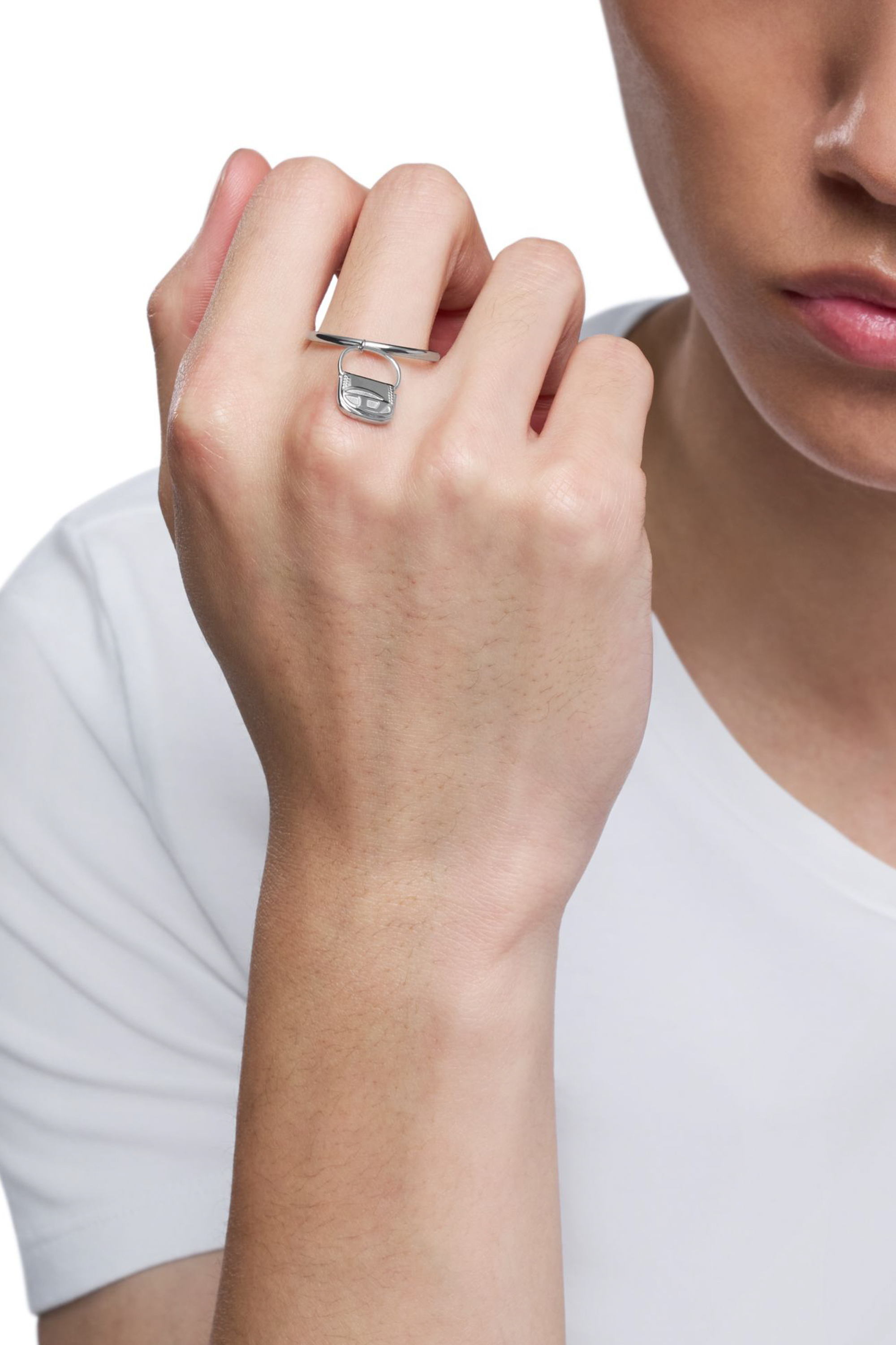 Diesel - DX1619040 JEWELLERY, Bague breloque sac 1DR en acier inoxydable Mixte in Gris argenté - 6