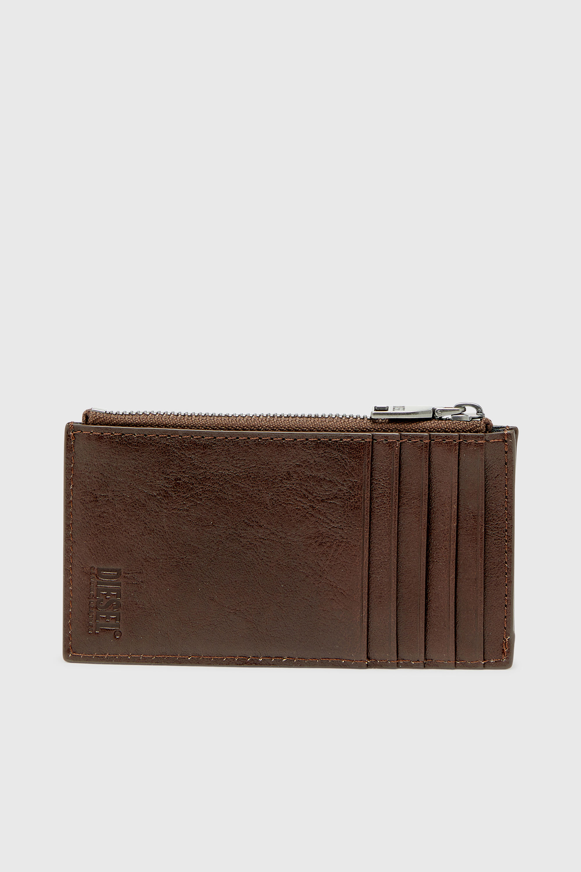 Diesel - FLAG-D CARD HOLDER III, Porte-cartes en cuir avec fermeture &eacute;clair Homme in Marron - 2