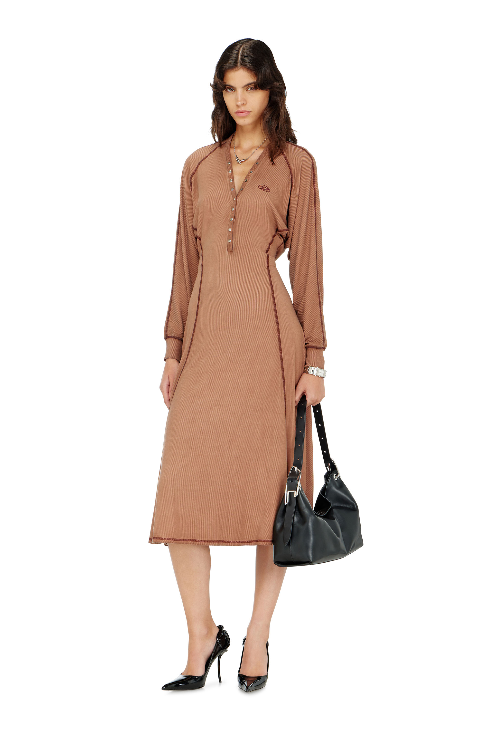 Diesel - D-ISERINA, Robe midi en jersey c&ocirc;tel&eacute; &agrave; manches chauve-souris Femme in ToBeDefined - 2