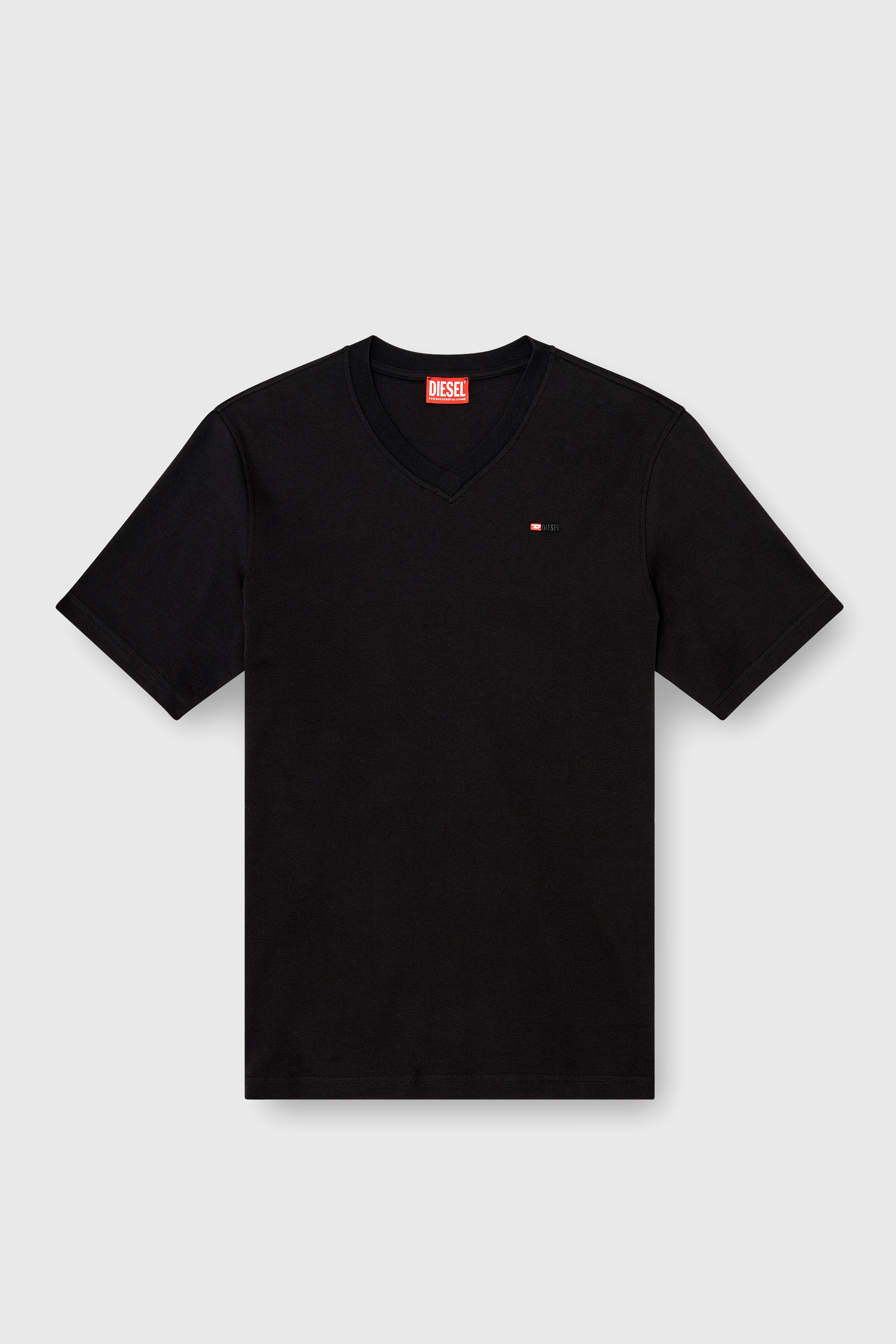 Diesel - T-ADJUST-V-MICRODIV, T-shirt &agrave; col en V avec micro logo brod&eacute; Homme in Noir - 2