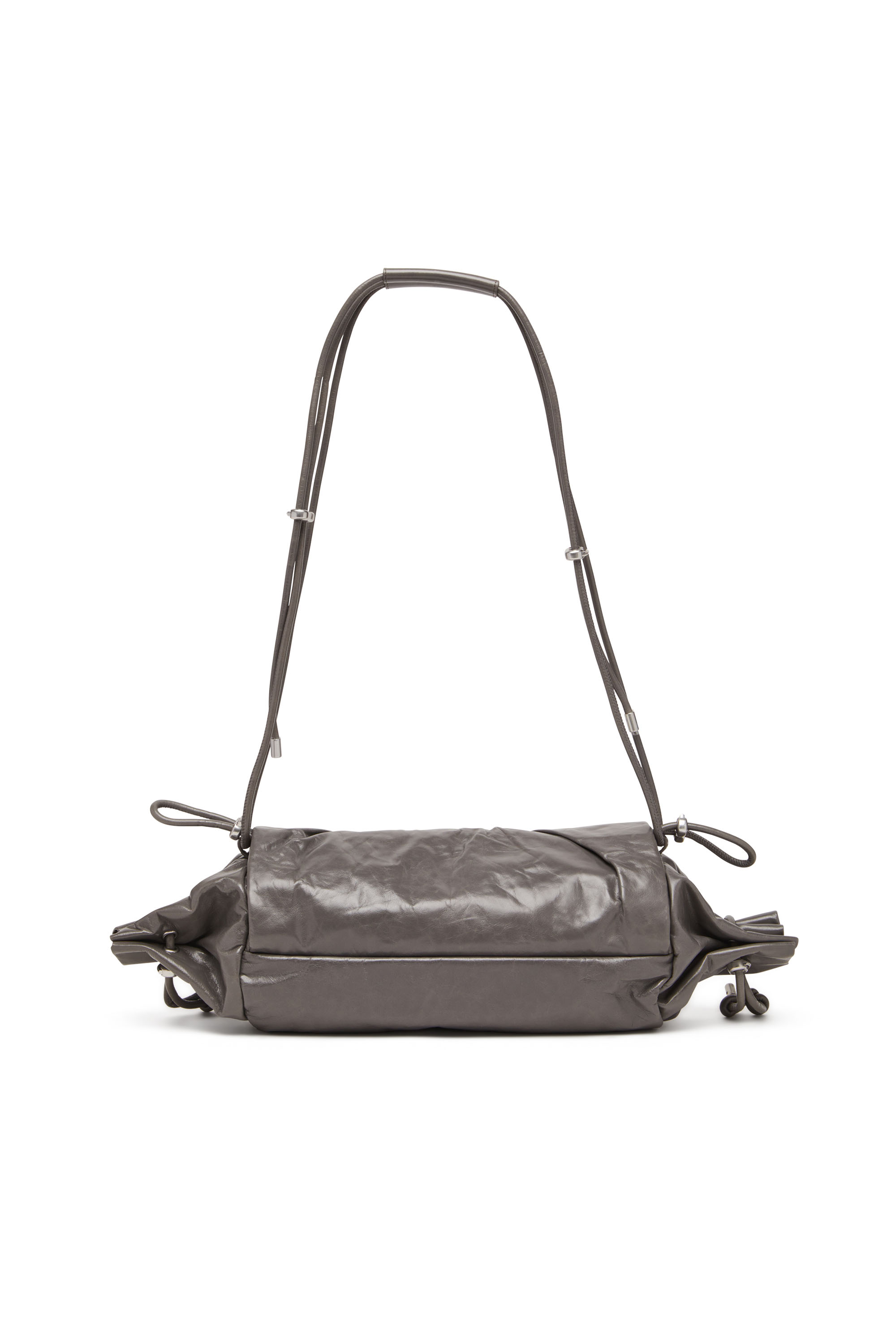 Diesel - SCRUNCH-D SHOULDER M, Sac à bandoulière en cuir froissé et brillant Femme in Gris - 2