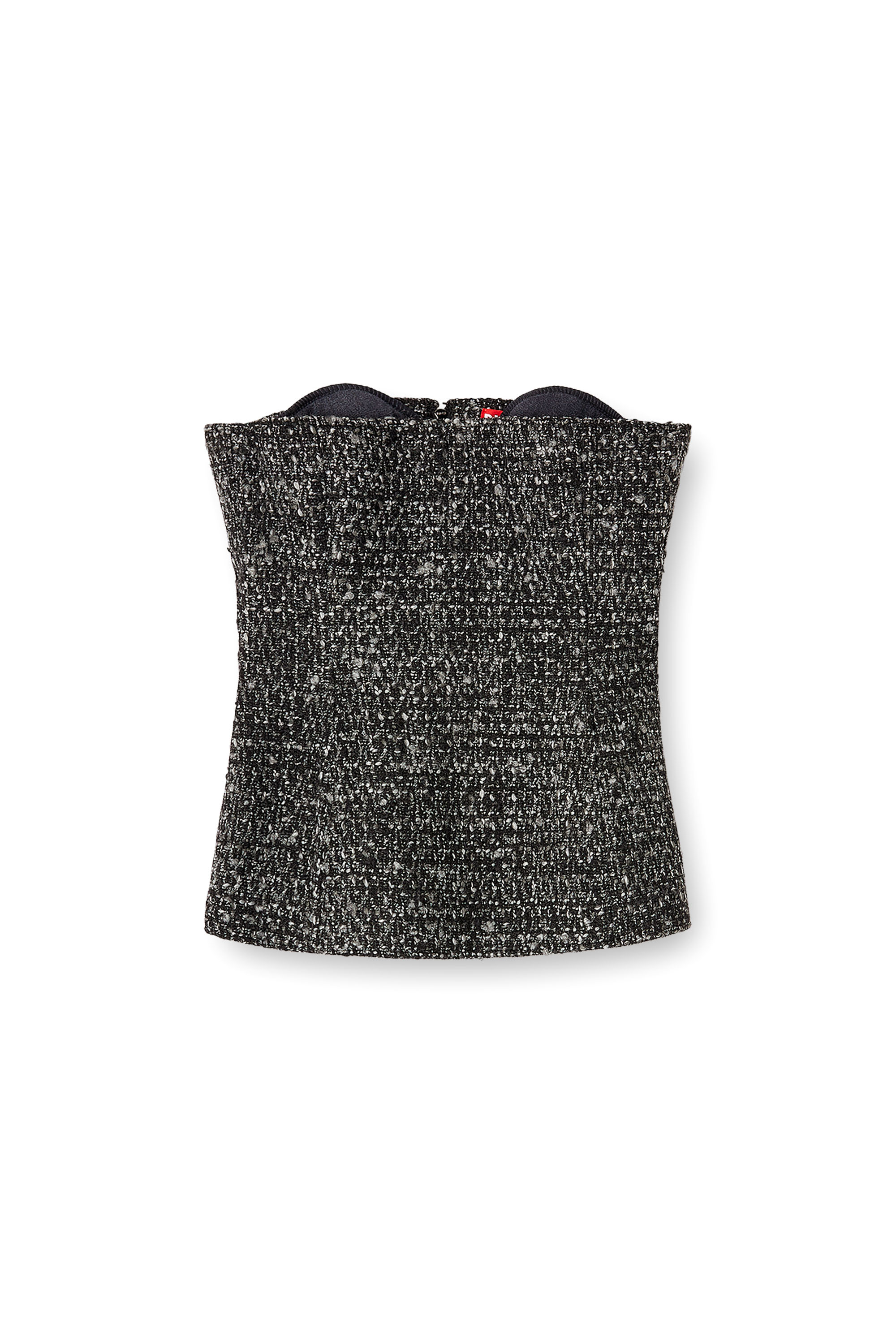 Diesel - T-ORSET, Top corset en bouclé avec découpe ultra-basse Femme in Noir - 3