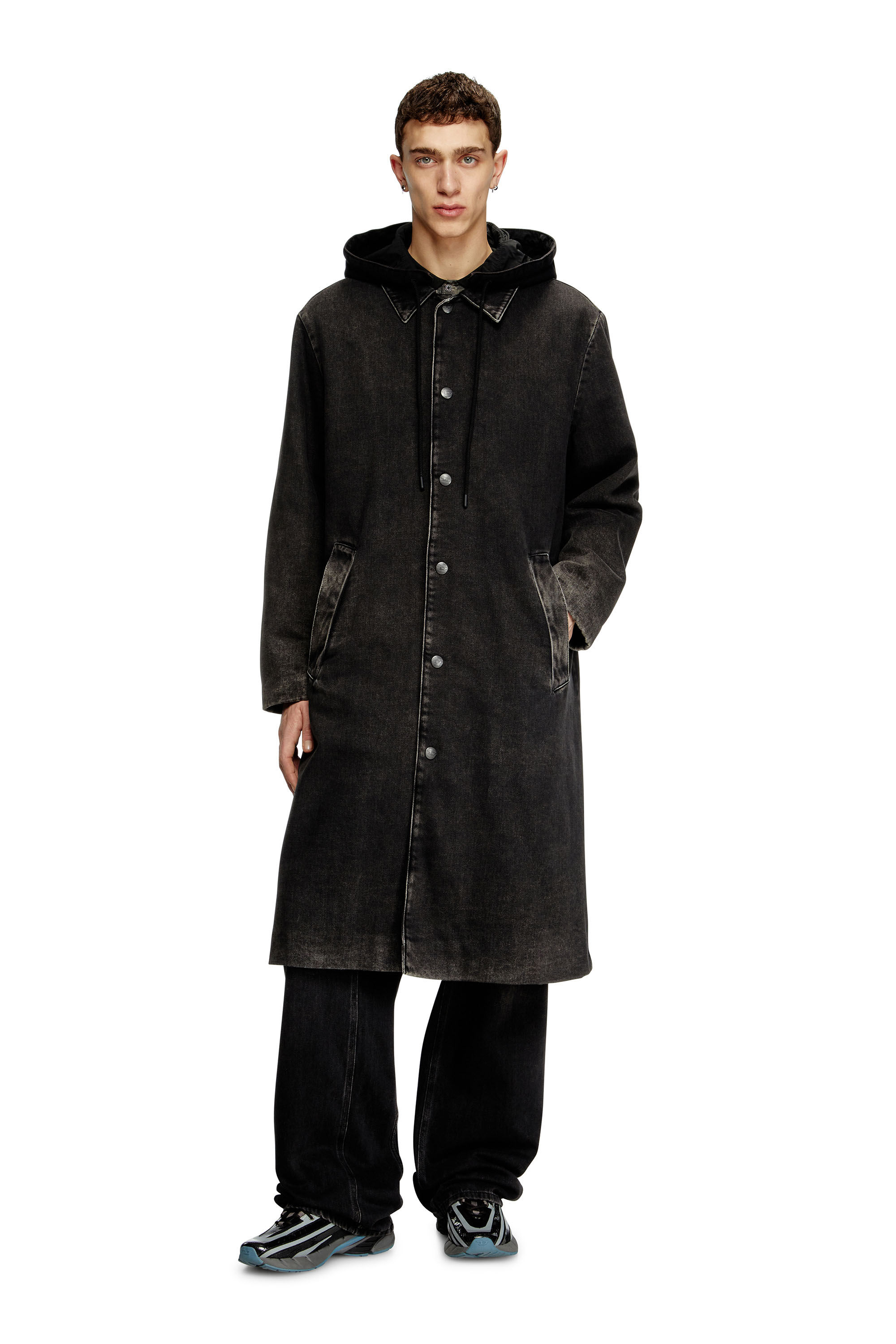 Diesel - D-JAKO-S, Manteau hybride en denim et jersey Homme in Noir - 2