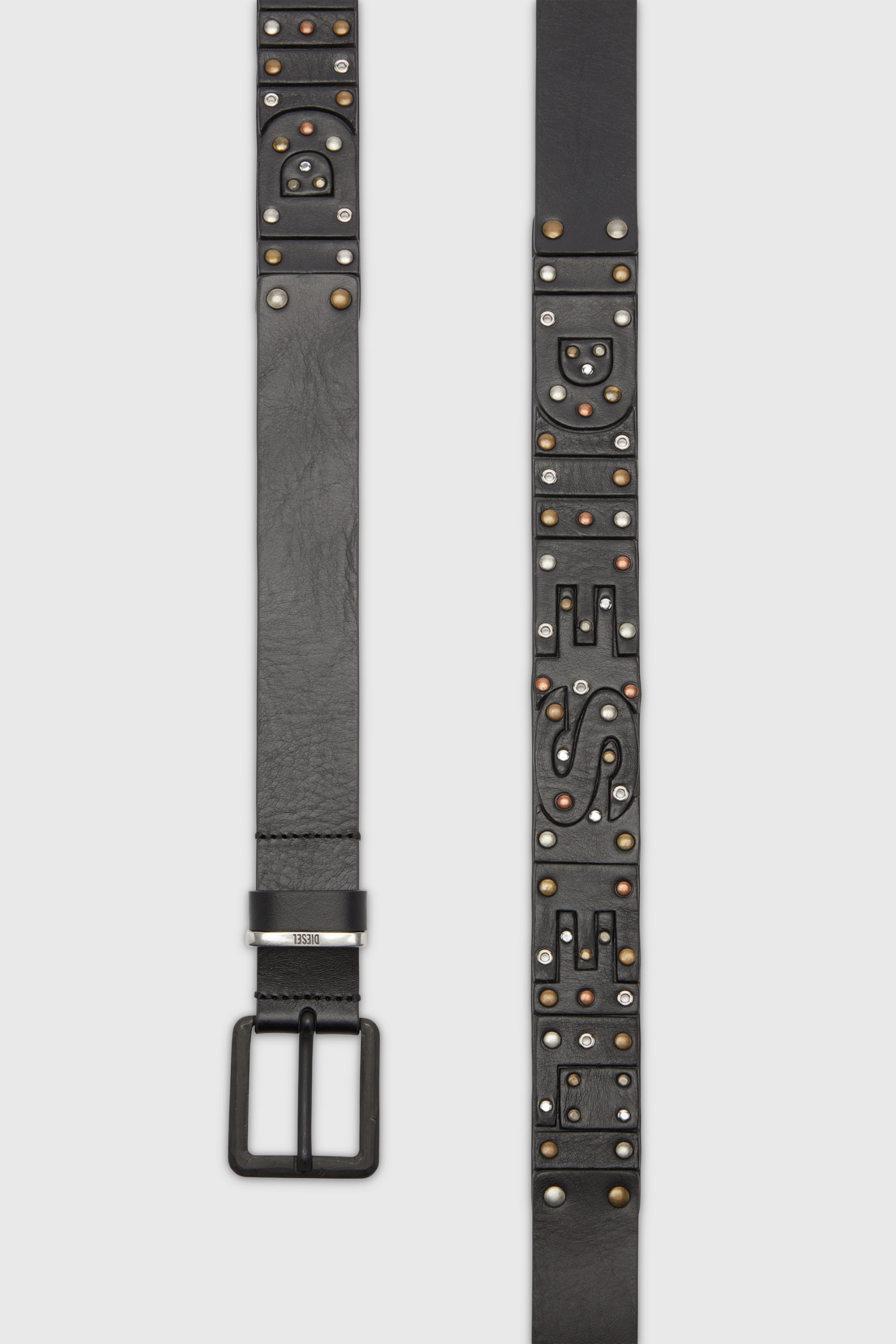 Diesel - B-DSL RIVETS, Ceinture 4 cm en cuir avec clous et rivets Mixte in Noir - 2