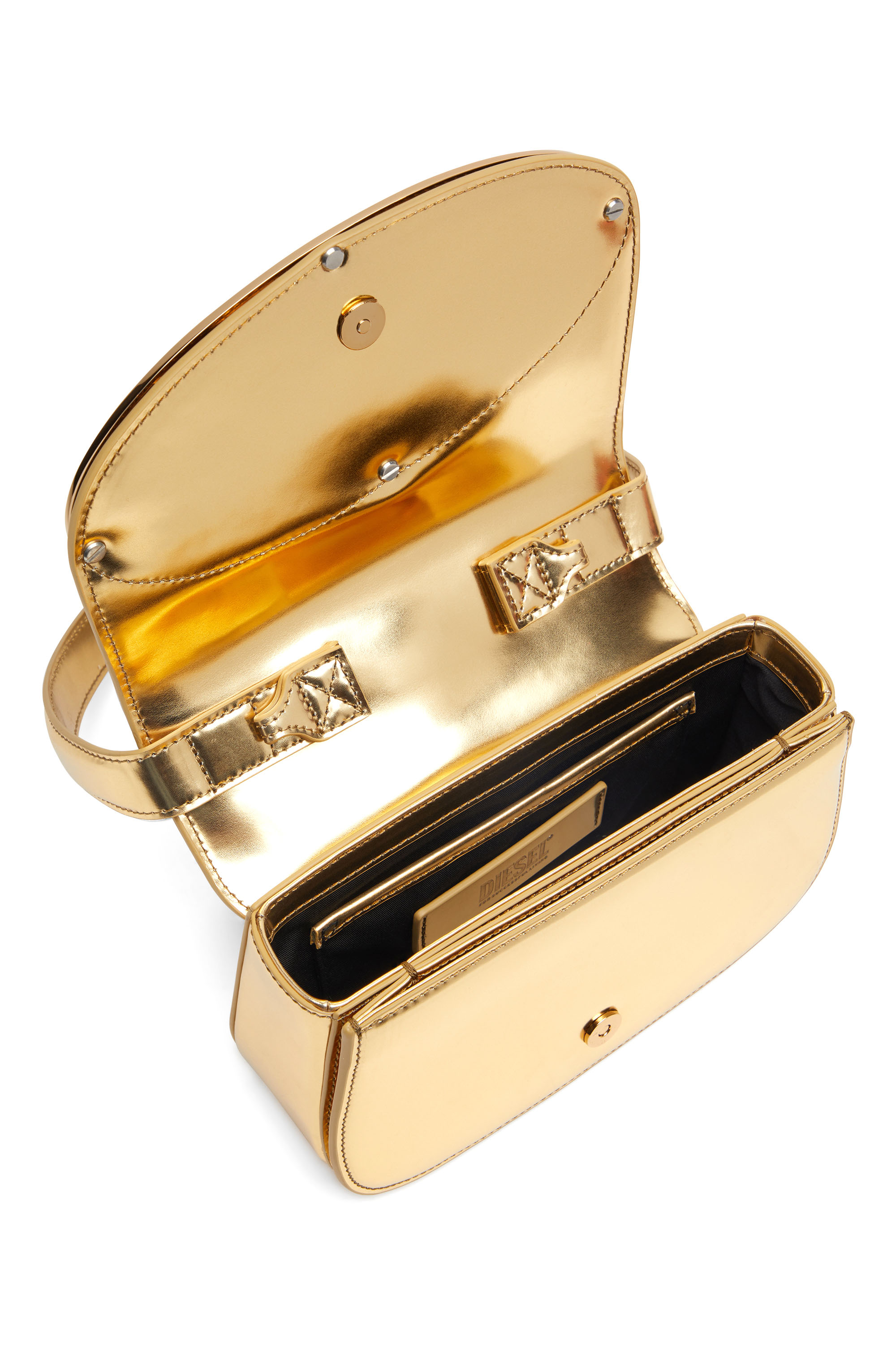 Diesel - 1DR, 1DR-Sac iconique à bandoulière en cuir effet miroir Femme in Doré - 3