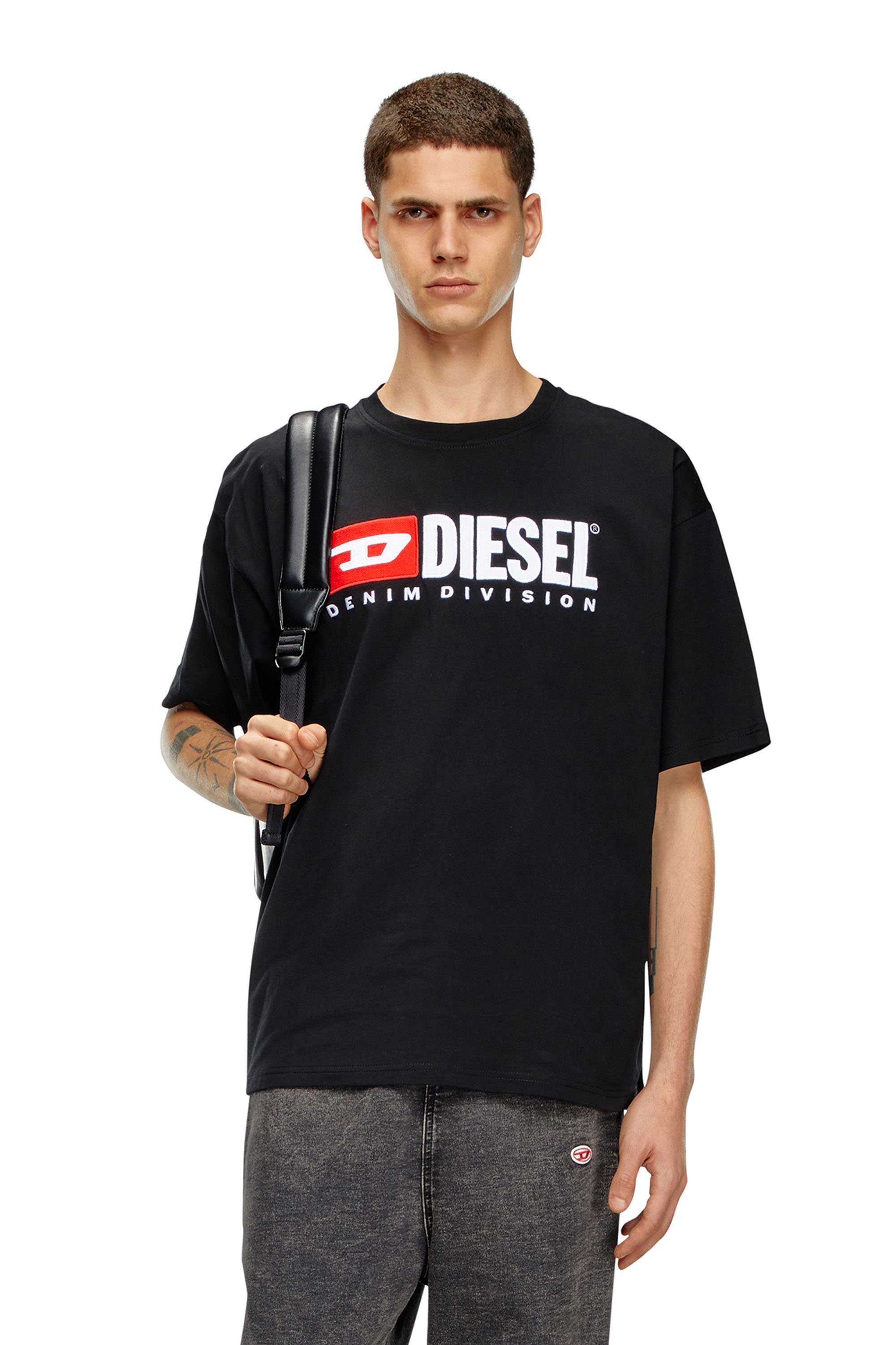 Diesel - T-BOXT-DIV, T-shirt avec empiècement Diesel Homme in Noir - 1