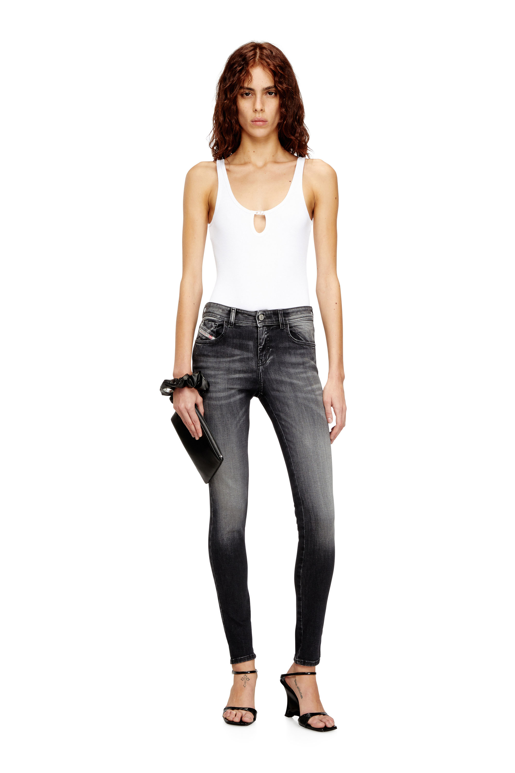 Diesel - Skinny Jeans 2017 Slandy 09K97 Femme, Noir/Gris foncé - Image 2