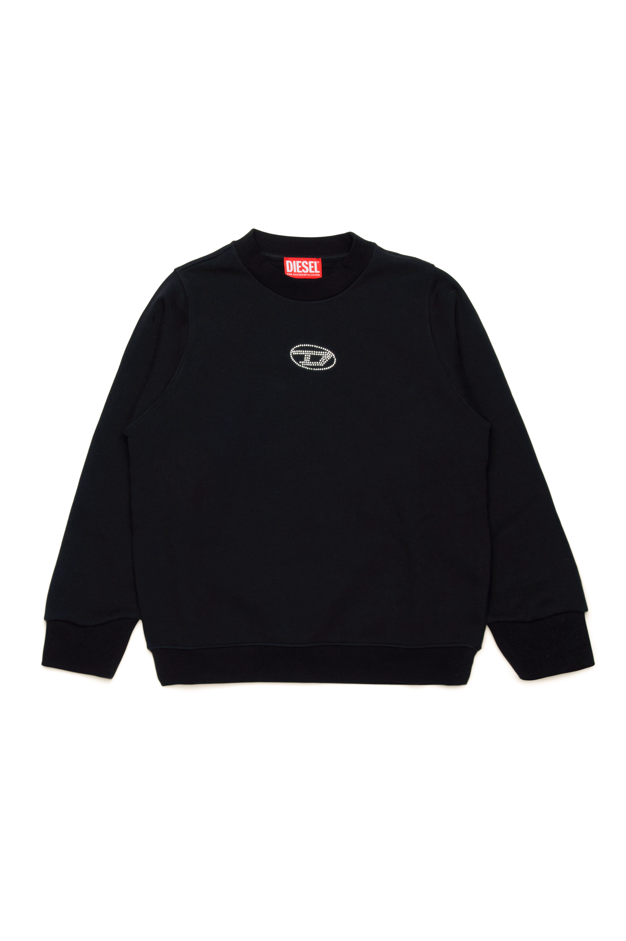 Diesel - SLEMBY, Woman's Sweatshirt with crystal Oval D logo in Black - 2