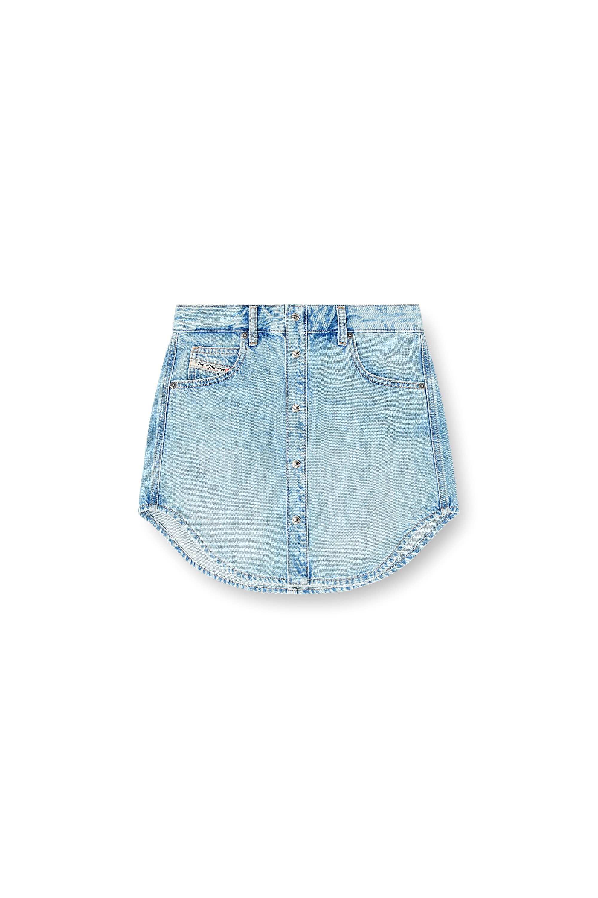 Diesel - DE-ARD, Minijupe en denim &agrave; boutons devant Femme in Bleu - 3