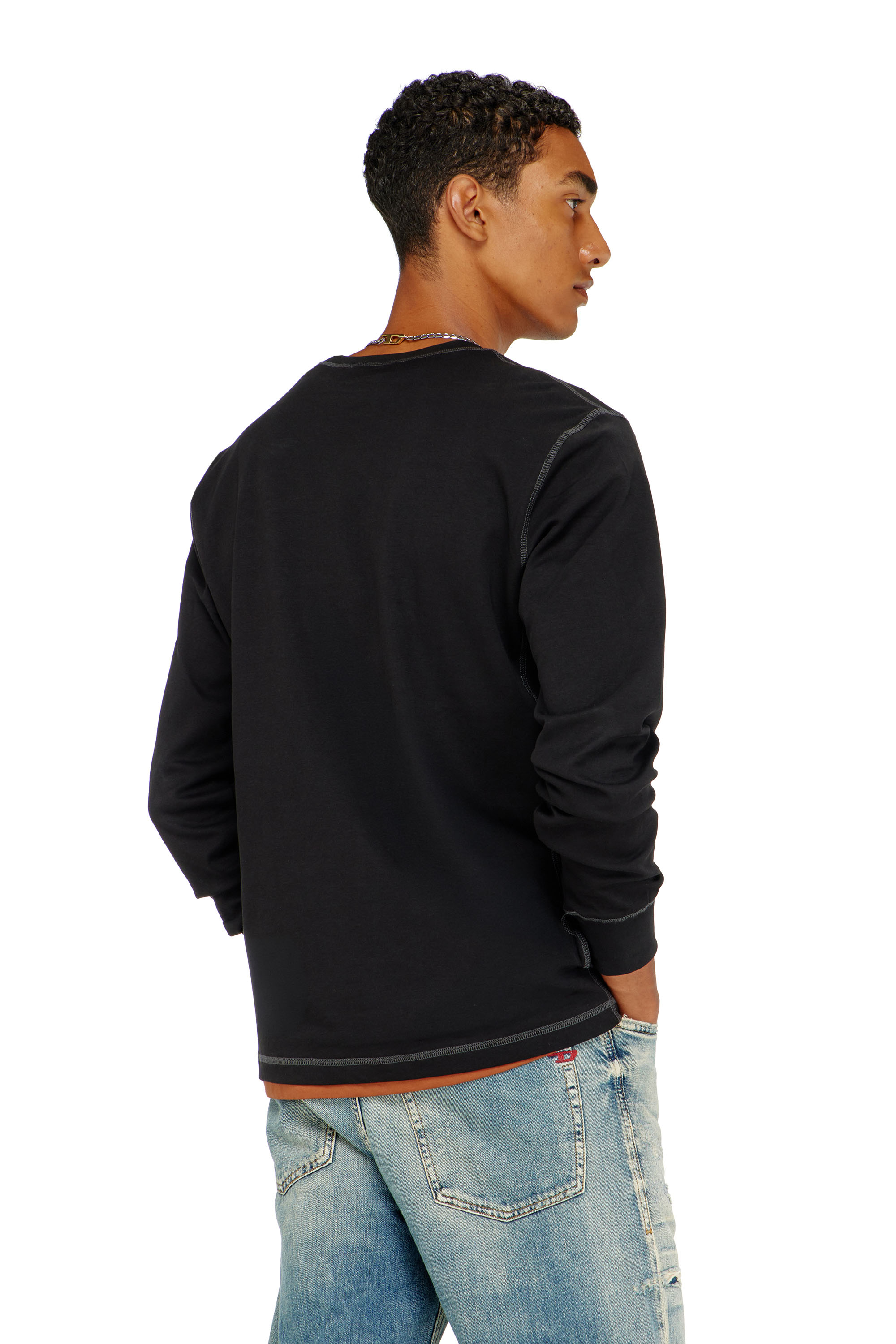 Diesel - T-MADJUST-LS-TR, T-shirt &agrave; manches longues en coton avec Oval D Homme in Gris - 4
