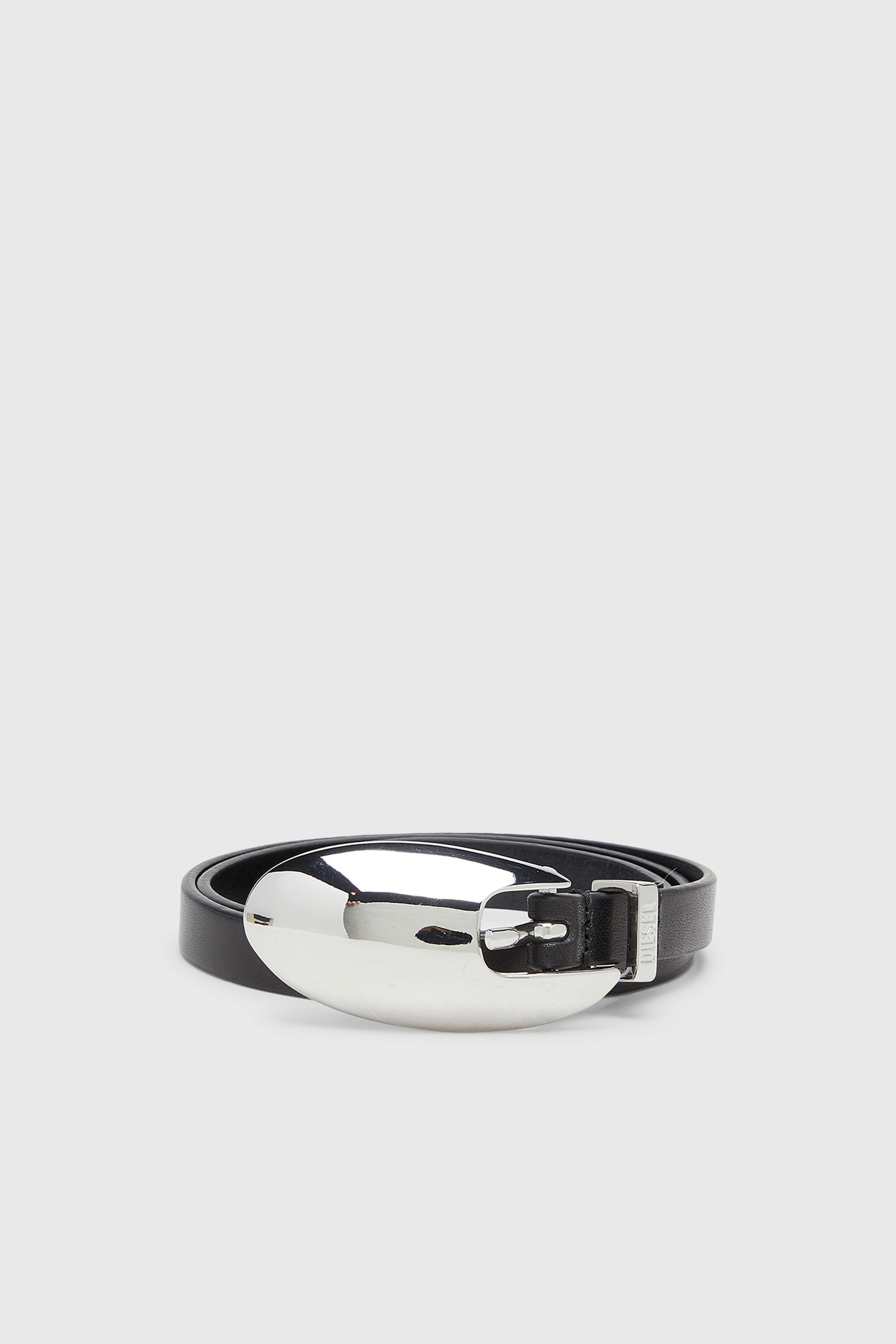 Diesel - B-ROP 15, Ceinture 1.5 cm fine en cuir avec boucle sculpturale Femme in Noir - 1