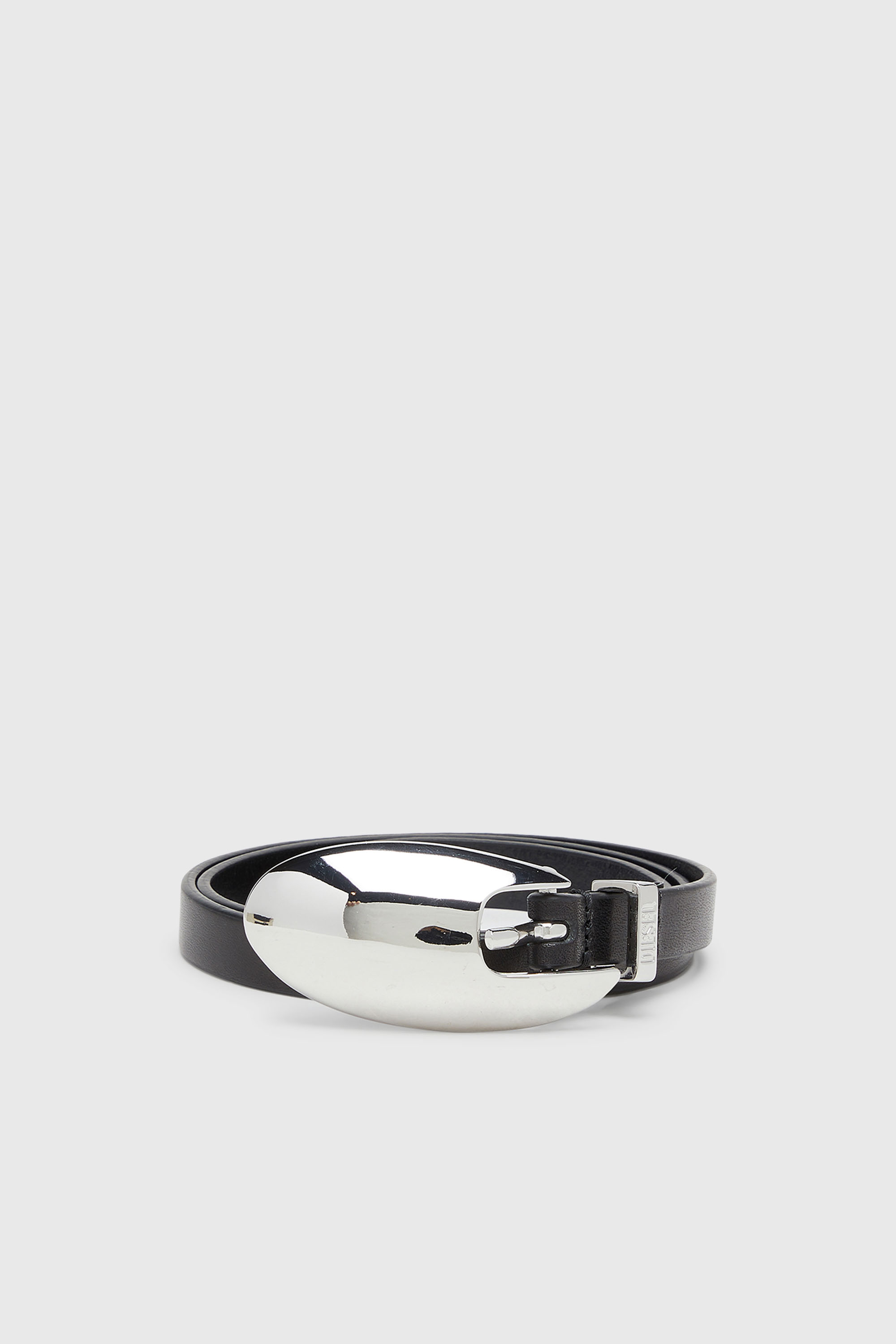 Diesel - B-ROP 15, Ceinture 1.5 cm fine en cuir avec boucle sculpturale Femme in Noir - 1