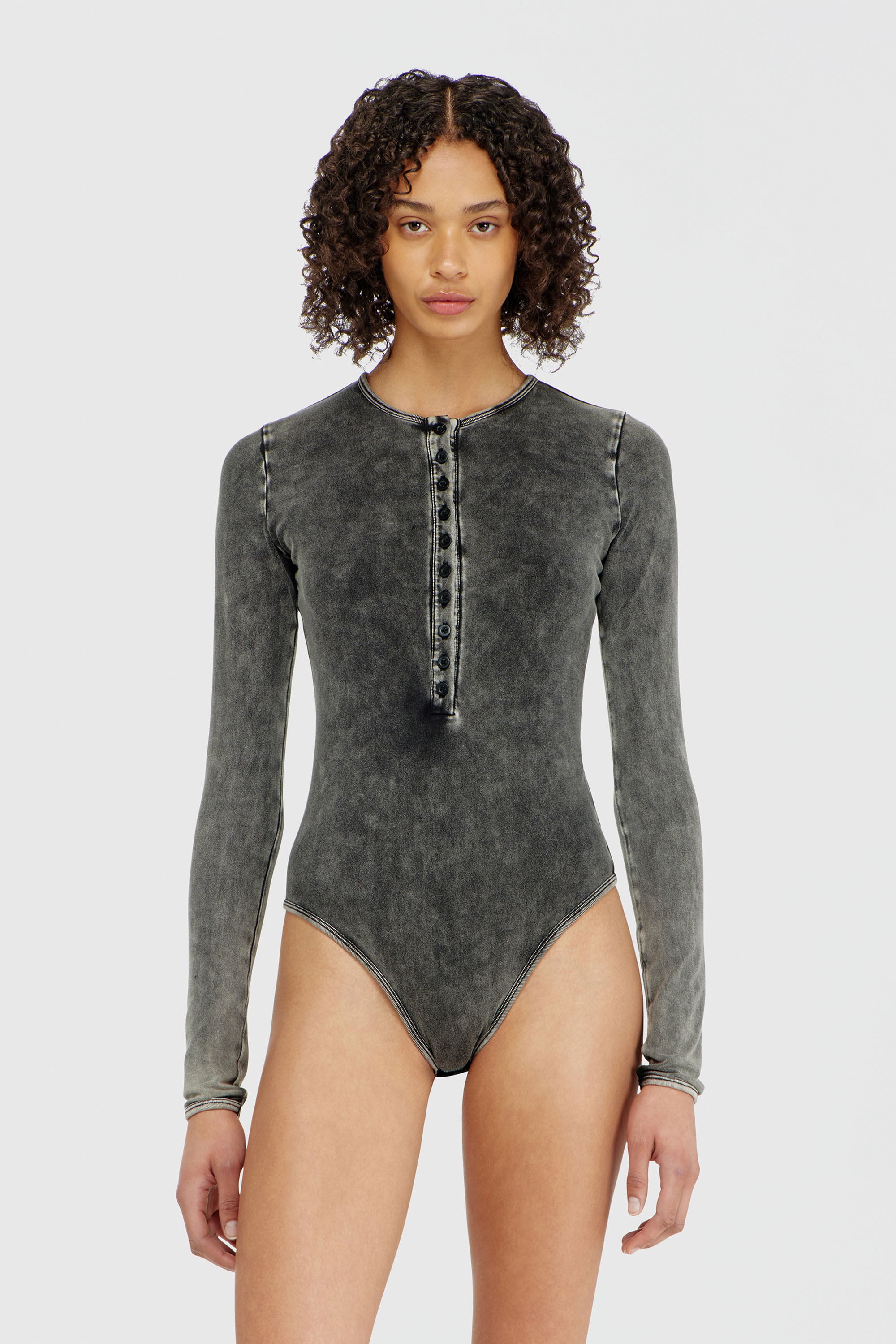 Diesel - FRESYA-DNM, Body en coton &agrave; boutons devant Femme in Gris - 1