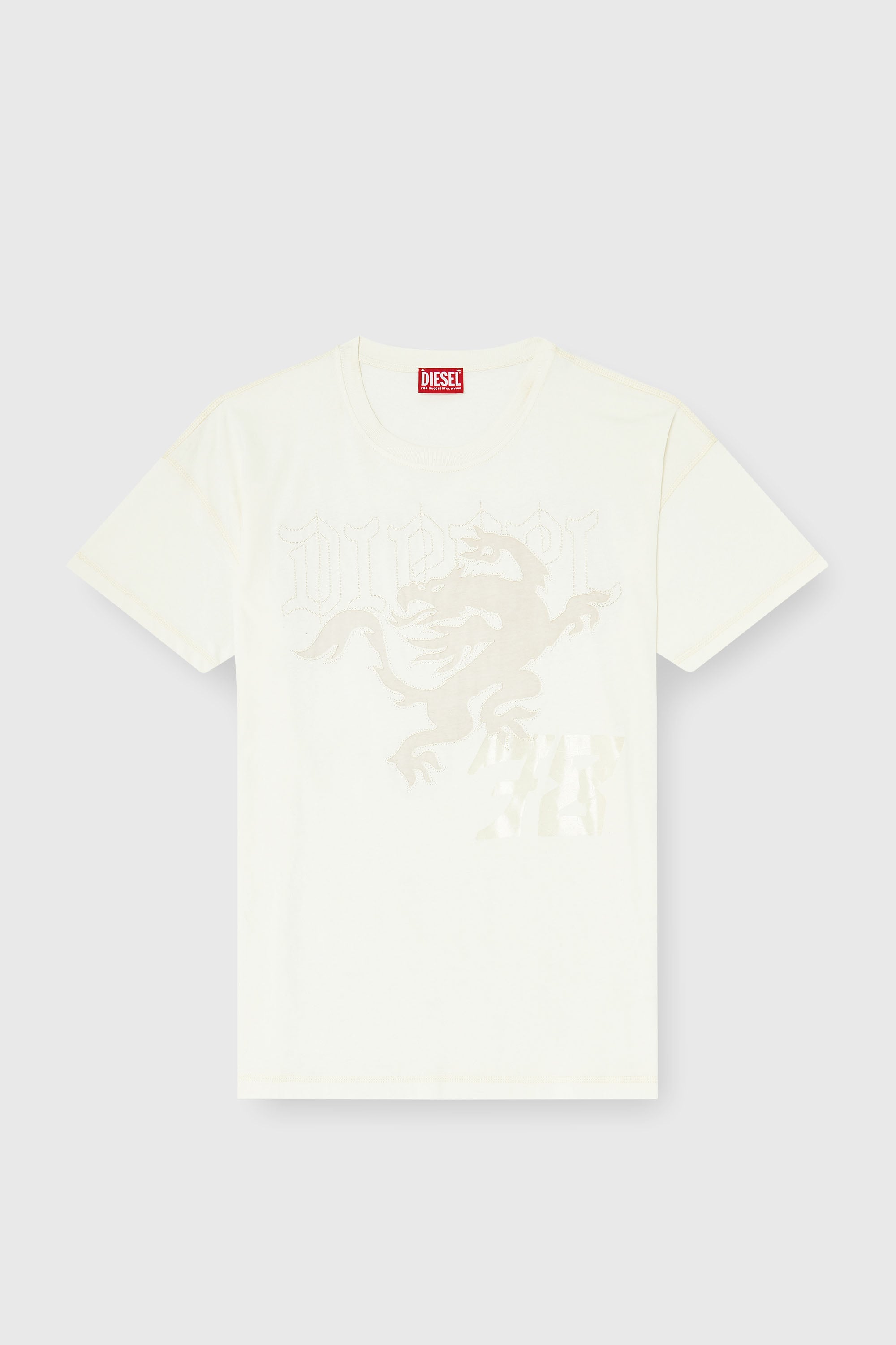 Diesel - T-BOXT-NOTCH, T-shirt d&eacute;contract&eacute; avec imprim&eacute;s et broderies Homme in Blanc - 2