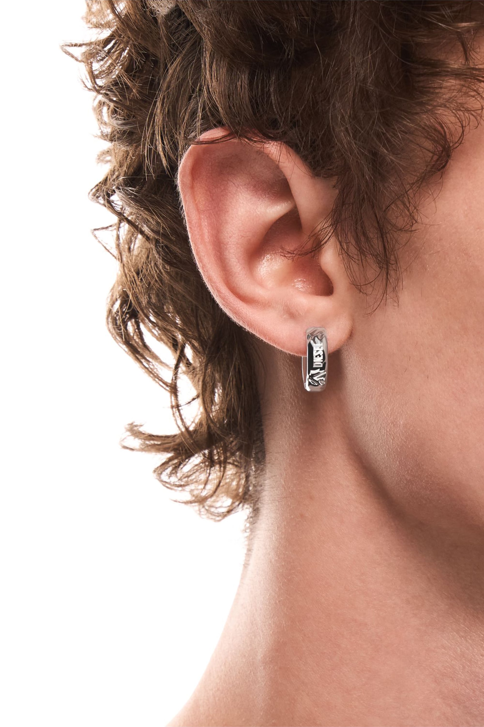 Diesel - DX1730040, Boucle d&rsquo;oreille cr&eacute;ole en acier inoxydable Mixte in Gris argent&eacute; - 4