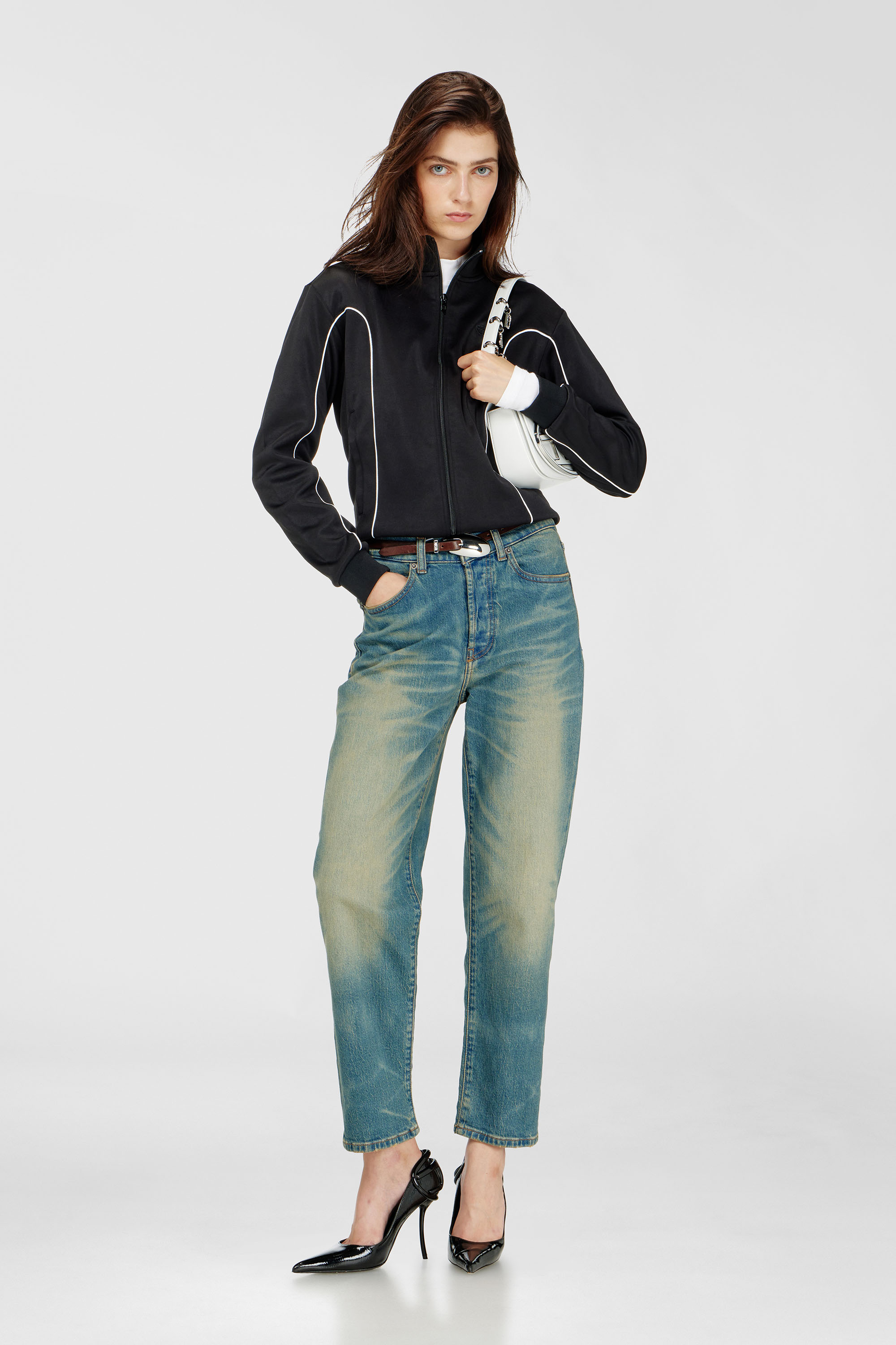 Diesel - F-LOCKING-OD, Veste en molleton avec passepoil contrastant Femme in Polychrome - 1