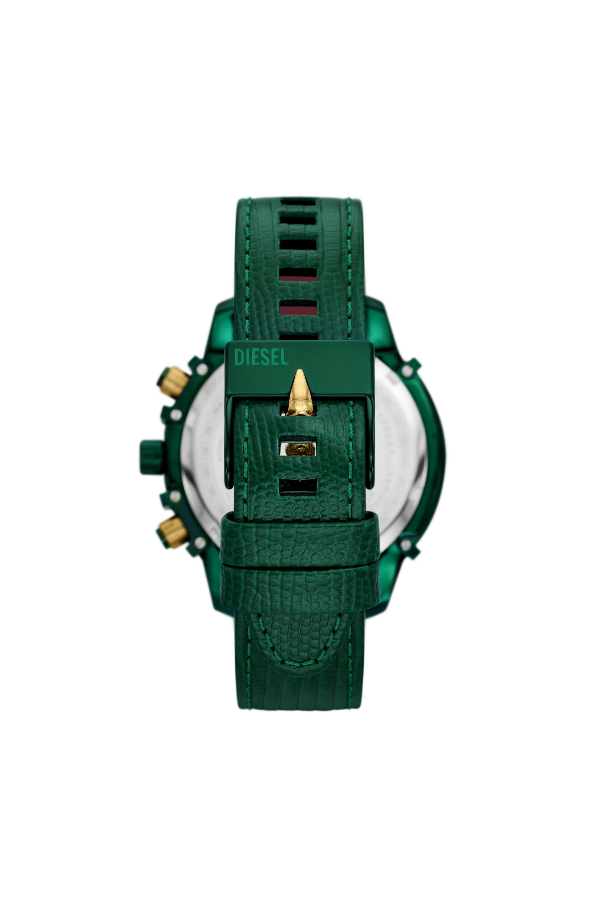 Diesel - DZ4651, Montre chronographe Griffed en cuir vert Homme in Vert - 2