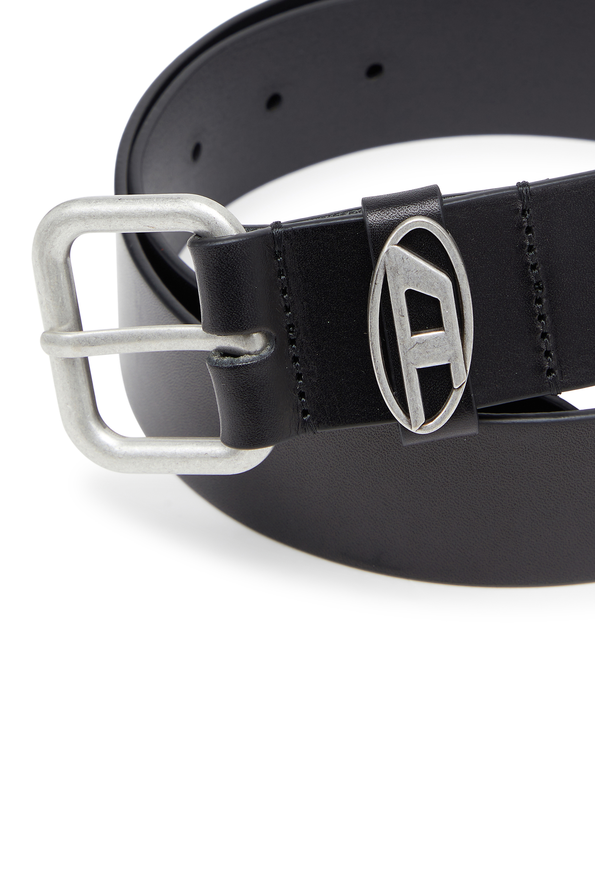 Diesel - B-1DR OVAL D LOOP, 4 cm ceinture en cuir mat avec boucle m&eacute;tallique Mixte in Noir - 3