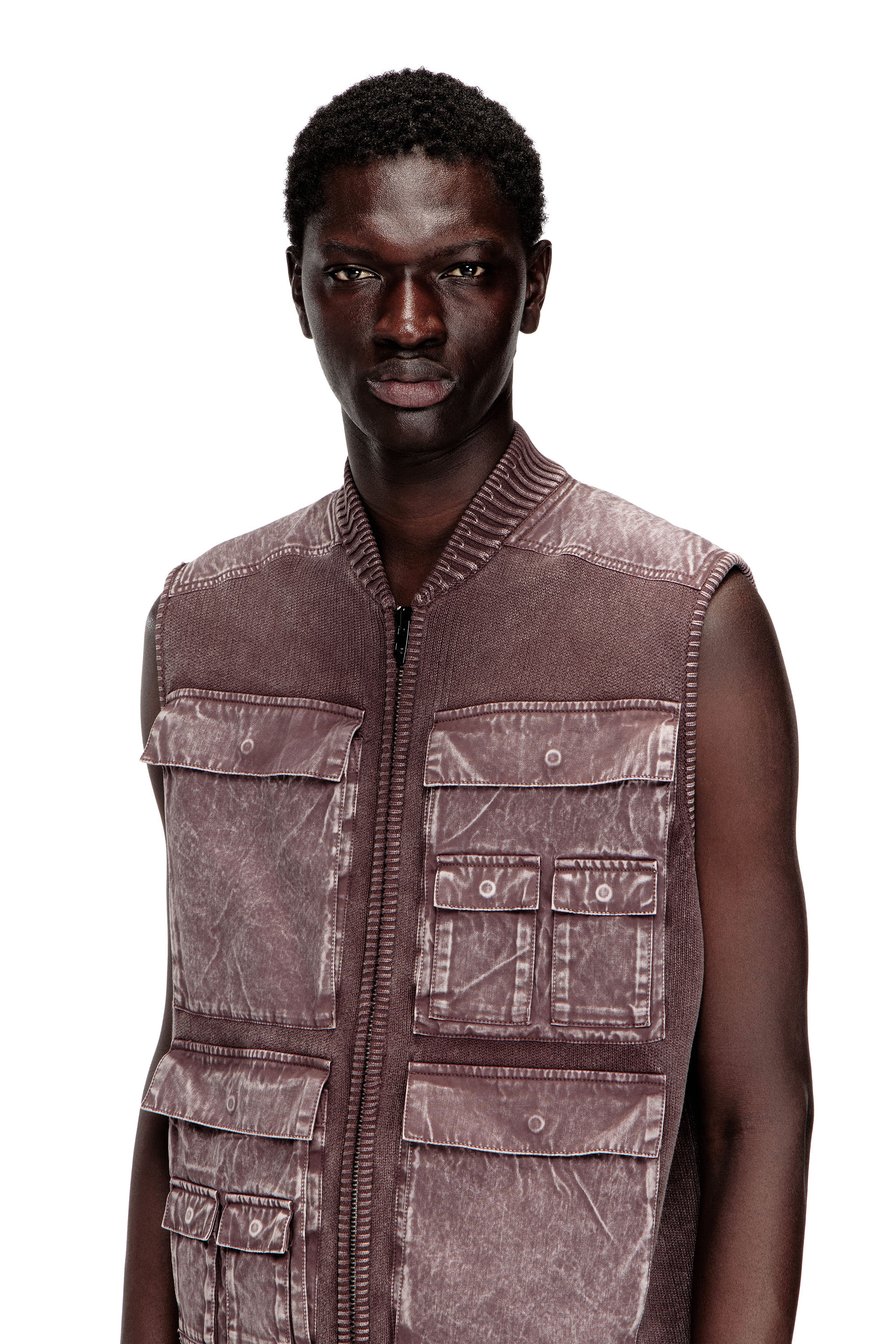 Diesel - K-GIULIUS, Gilet zipp&eacute; en maille avec poches cargo Homme in ToBeDefined - 5