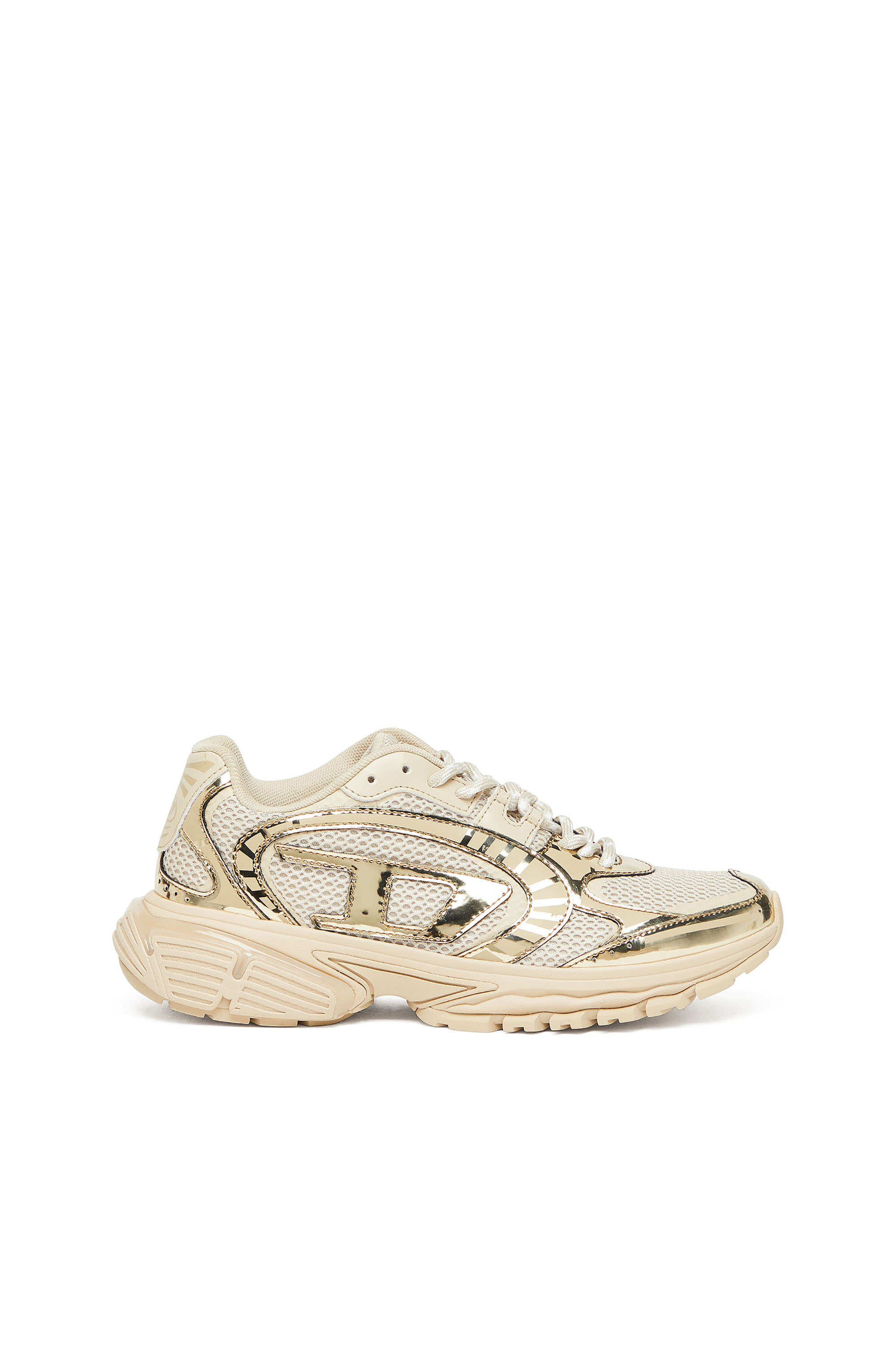 Diesel - S-PRO-V-DENSE LOW W, S-Pro-V-Dense-Sneakers en mesh métallisé avec logo Oval D Femme in Beige - 1