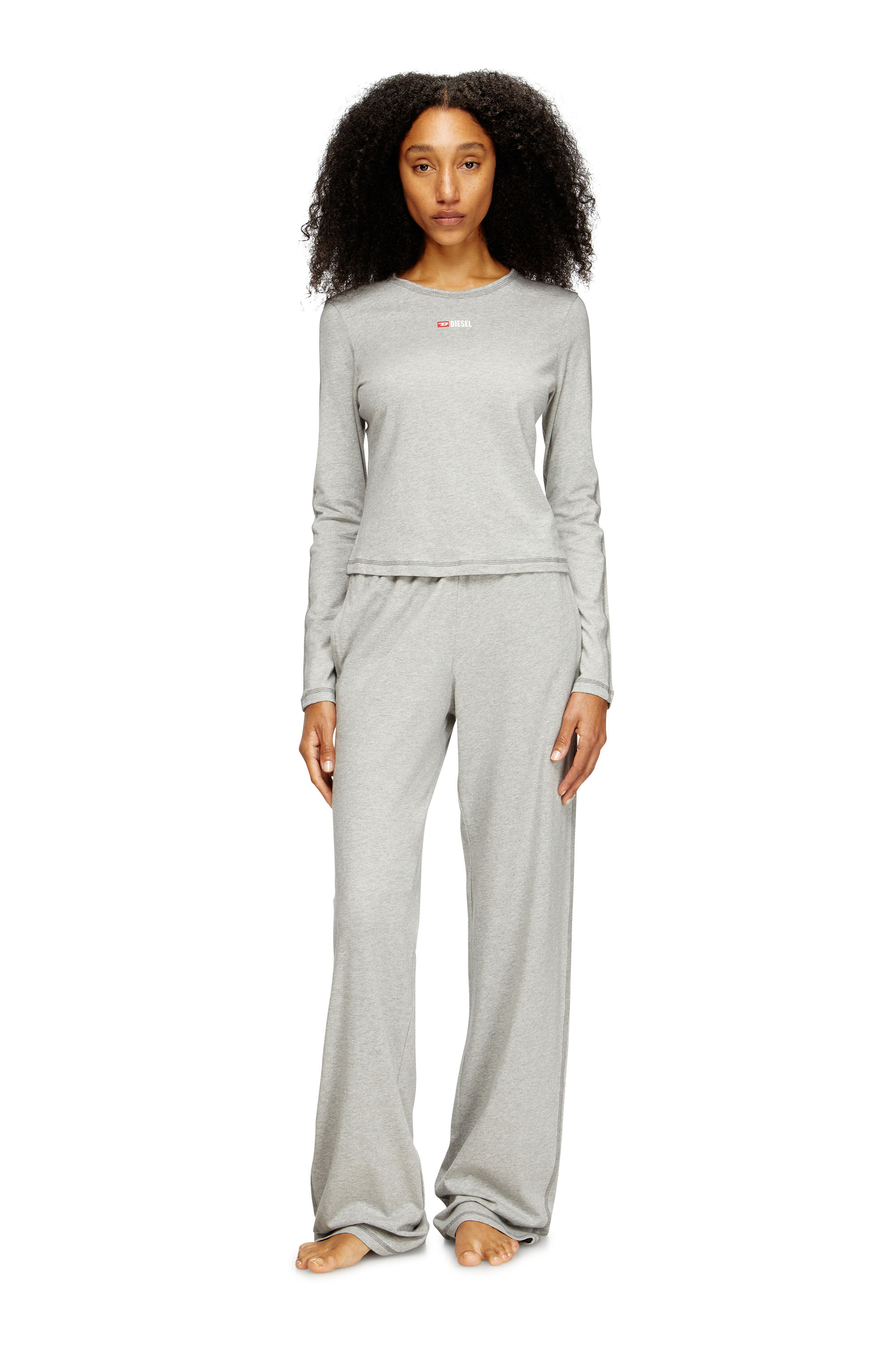 Diesel - SET-GILDA-D-CORE, Pyjama en coton stretch Femme in Gris - 1