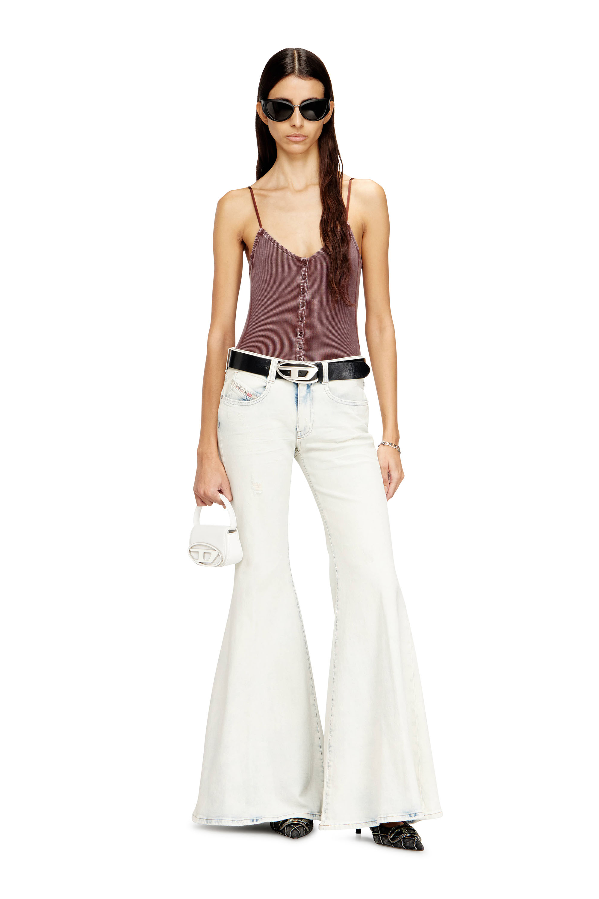 Diesel - 1DR XS, 1DR XS-Mini sac iconique avec plaque D logo Femme in Blanc - 2