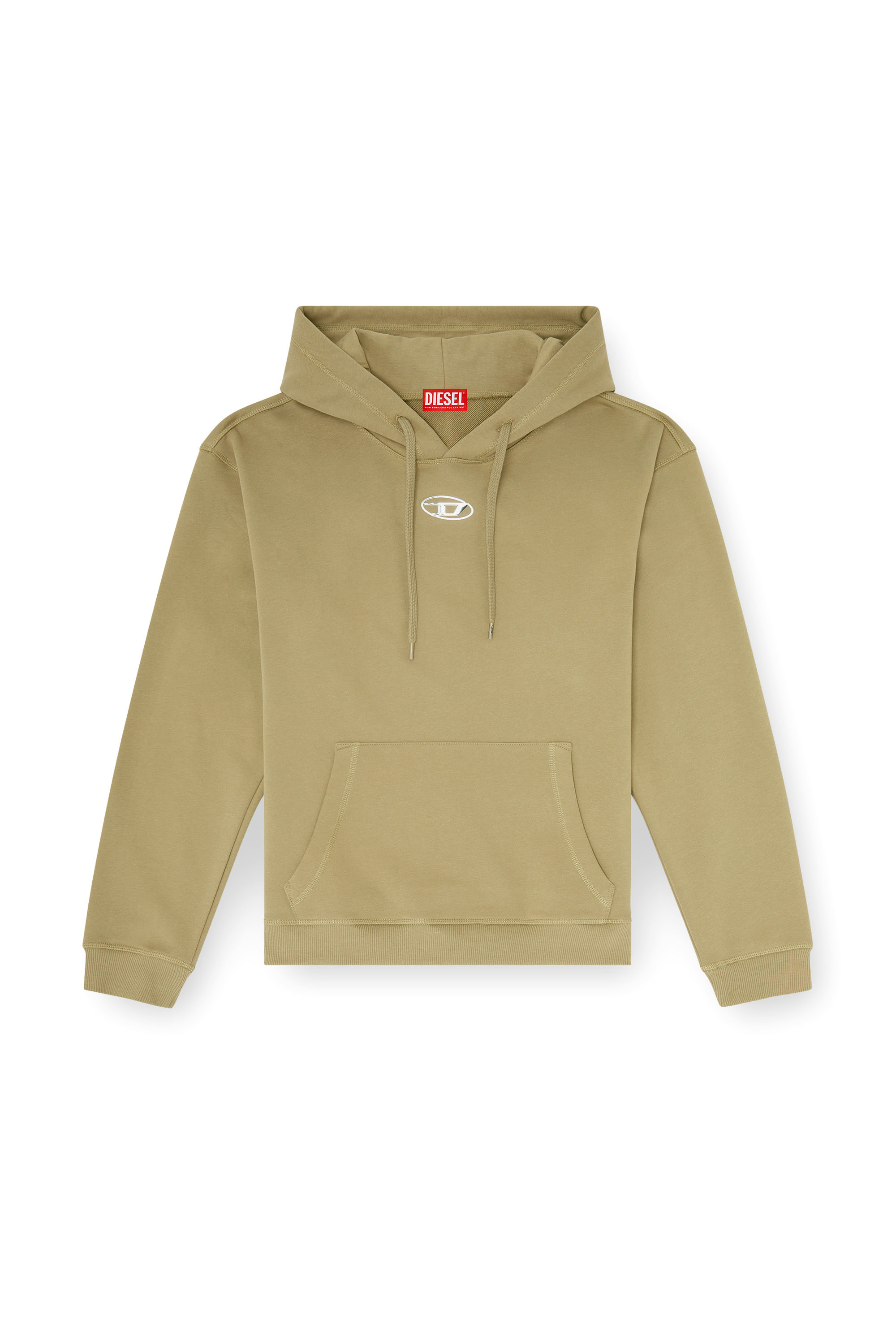 Diesel - S-NORM-HOOD-IOD, Sweat &agrave; capuche en coton avec Oval D m&eacute;tallique Homme in Vert - 3