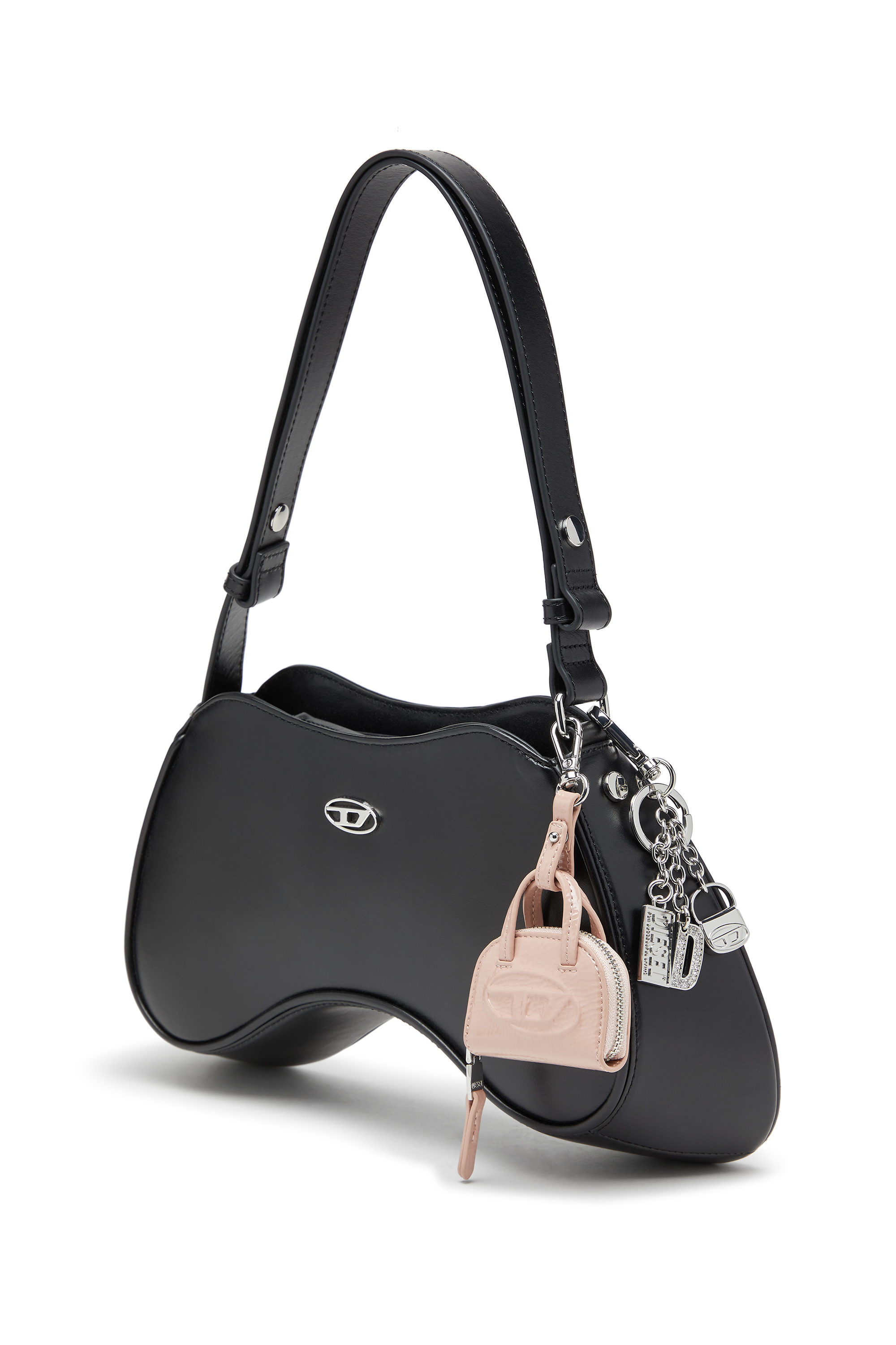 Diesel - PLAY SHOULDER, Play-Sac à bandoulière en cuir semi-brillant Femme in Noir - 2
