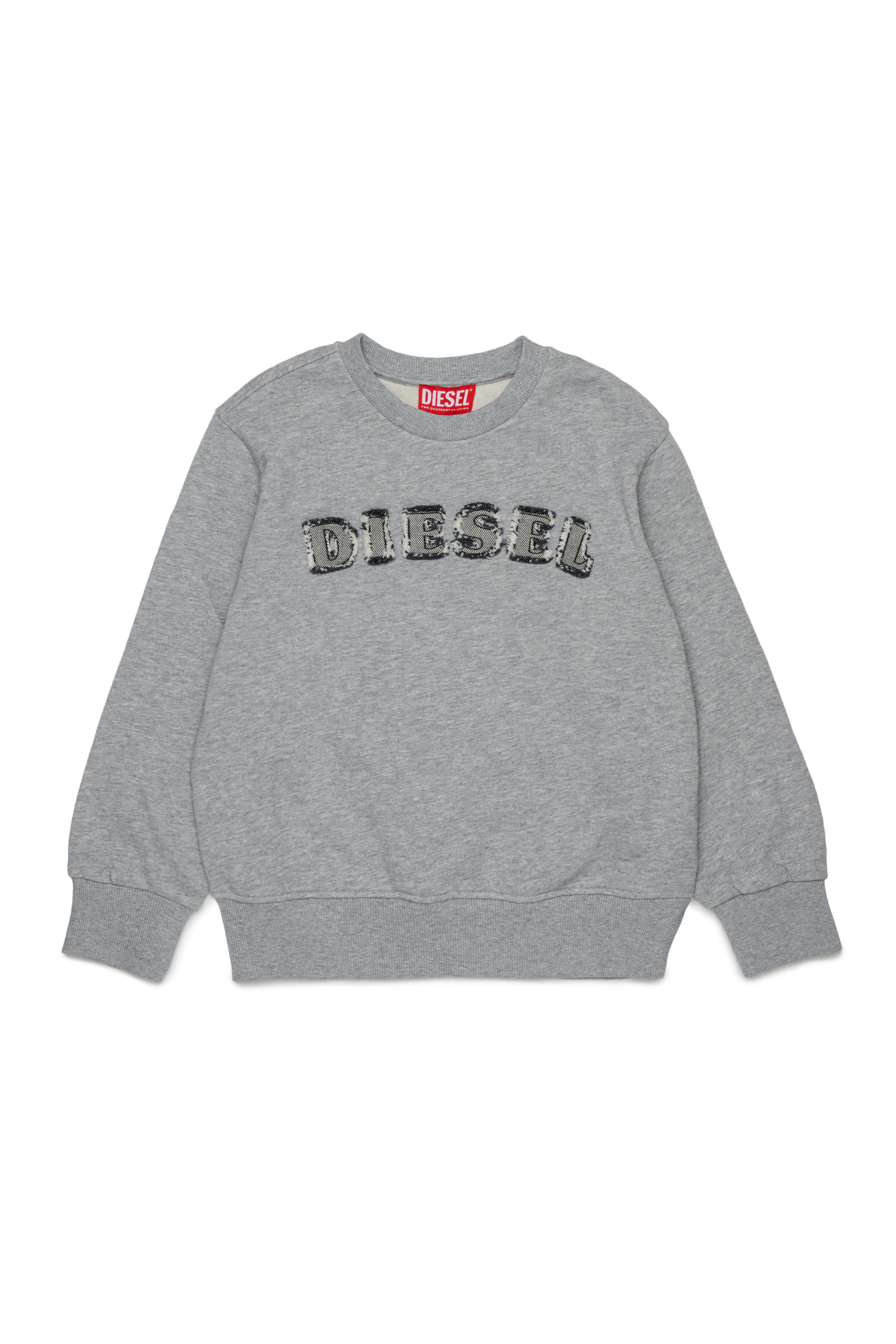 Diesel - SJEANS OVER, Sweatshirt avec lettres de logo effiloch&eacute;es Homme in Gris - 1