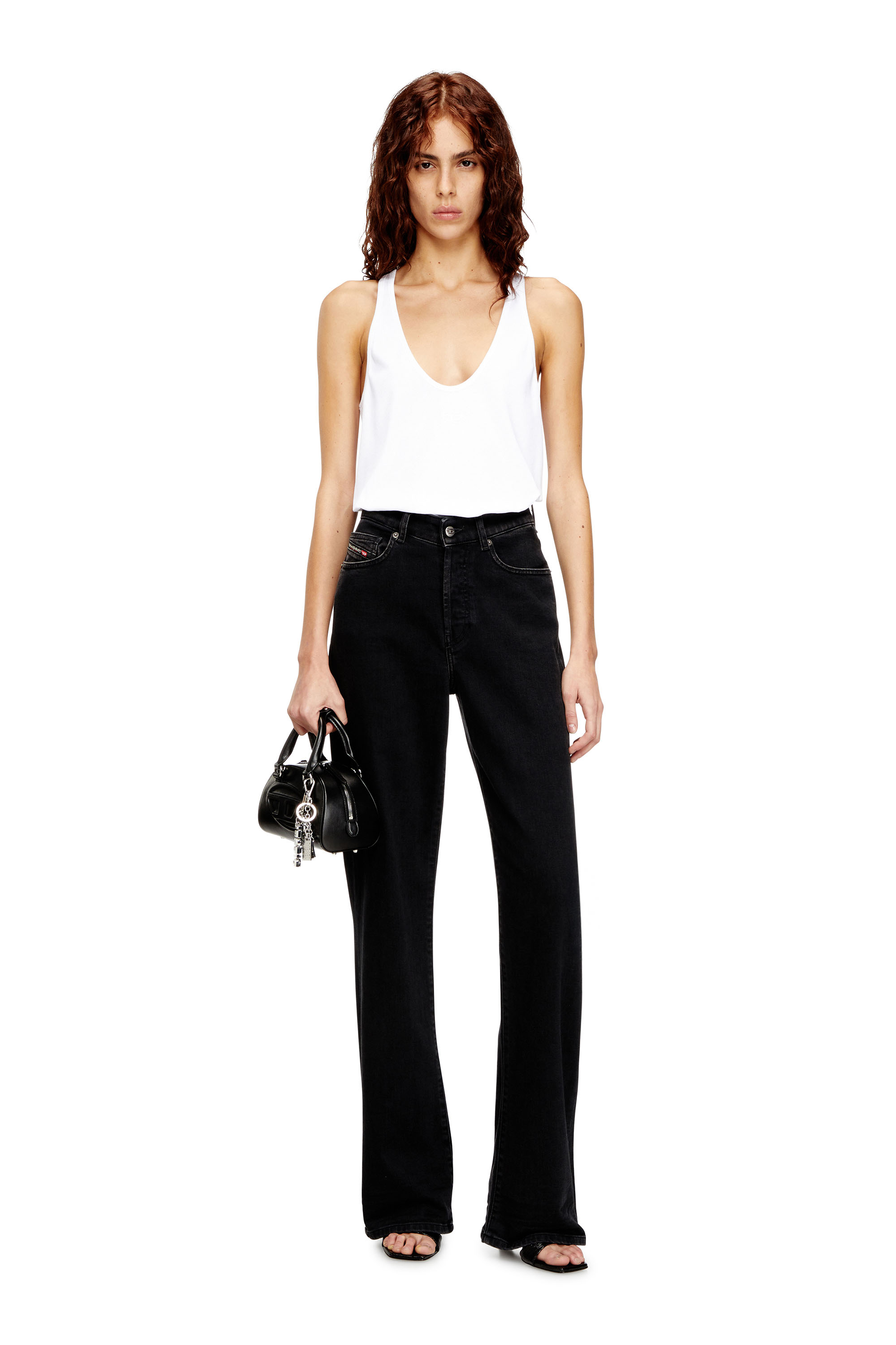 Diesel - T-IPSYA-LKDS, Débardeur côtelé avec Oval D Femme in Blanc - 2