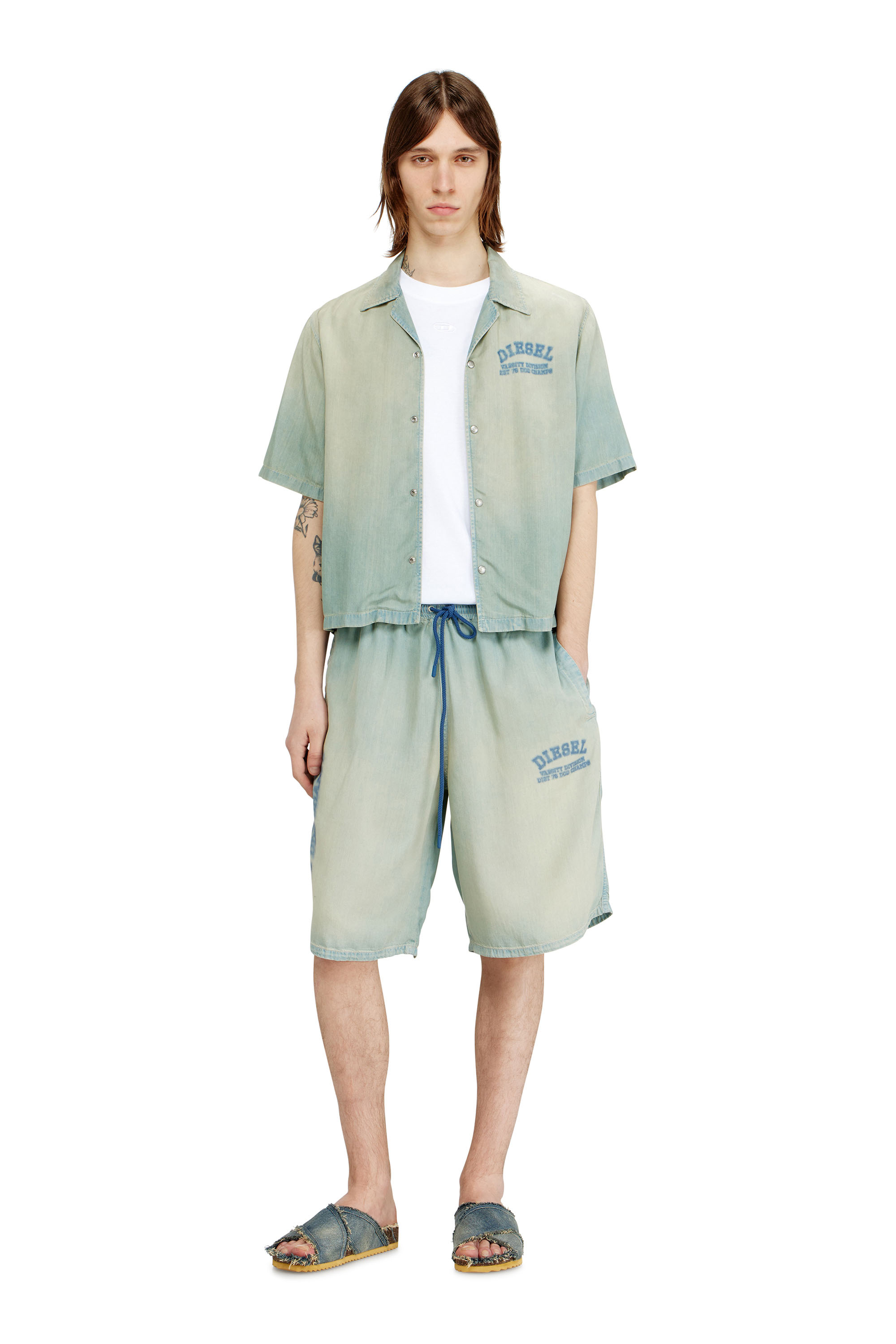 Diesel - D-ENIMOS-SHORT-S2, Short en denim fluide &agrave; effet sali Mixte in ToBeDefined - 3