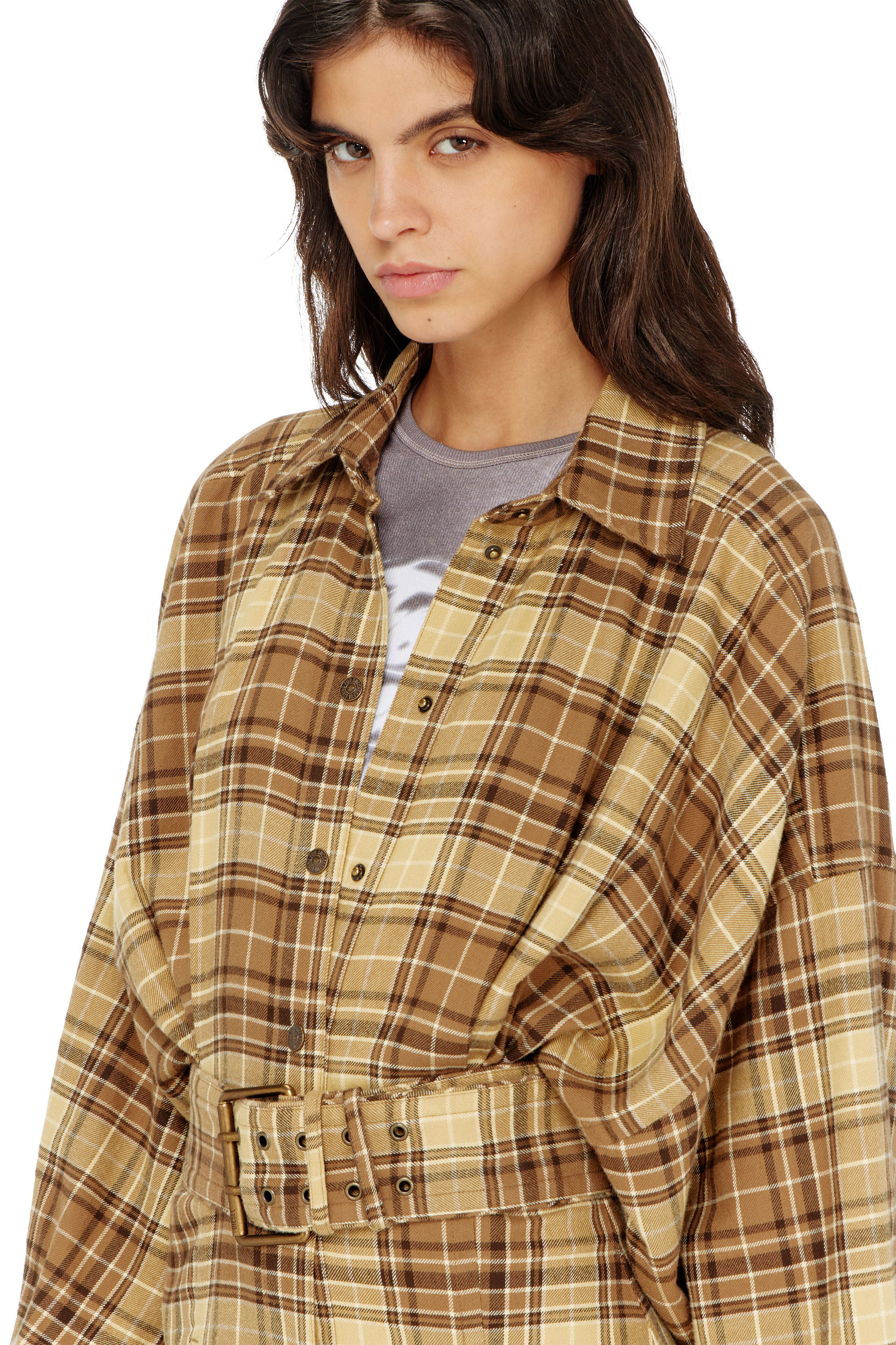 Diesel - D-EDALUS, Robe midi en flanelle &agrave; carreaux avec large ceinture Femme in ToBeDefined - 5