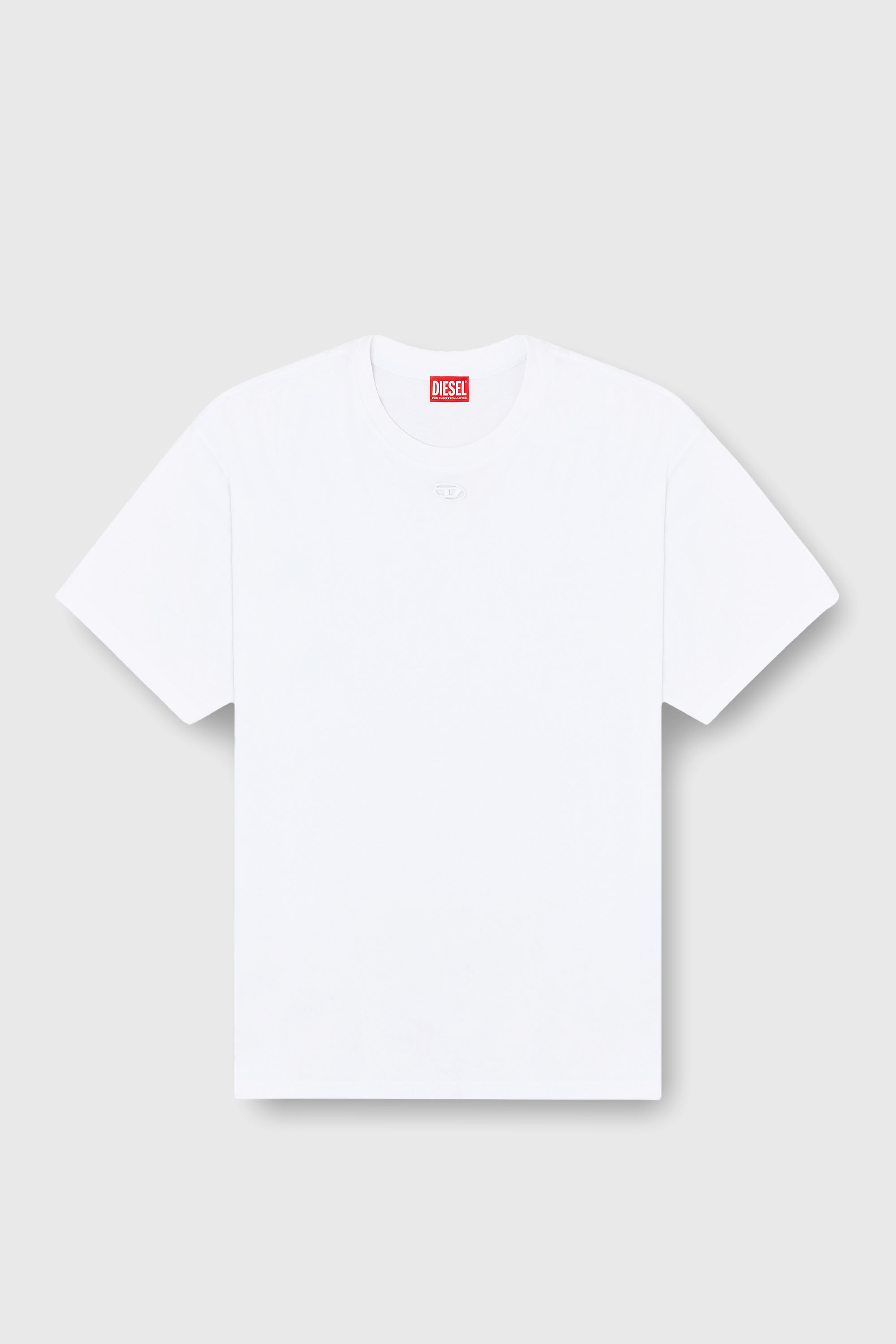 Diesel - T-BOXT-DCO, T-shirt en coton d&eacute;contract&eacute;e avec broderie Oval D Homme in Blanc - 1