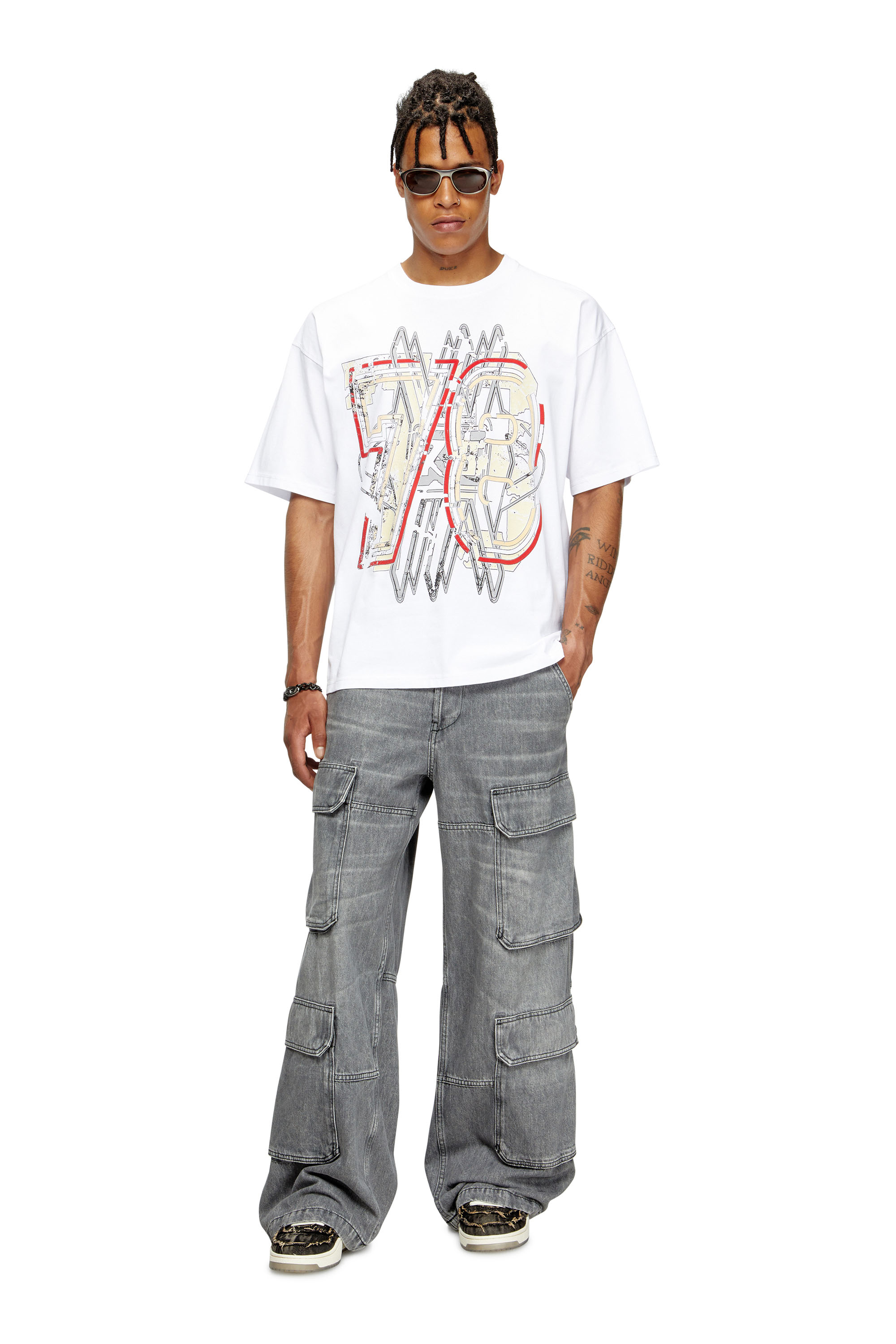 Diesel - T-BOXT-T8, T-shirt avec imprimé 78 Homme in Blanc - 2